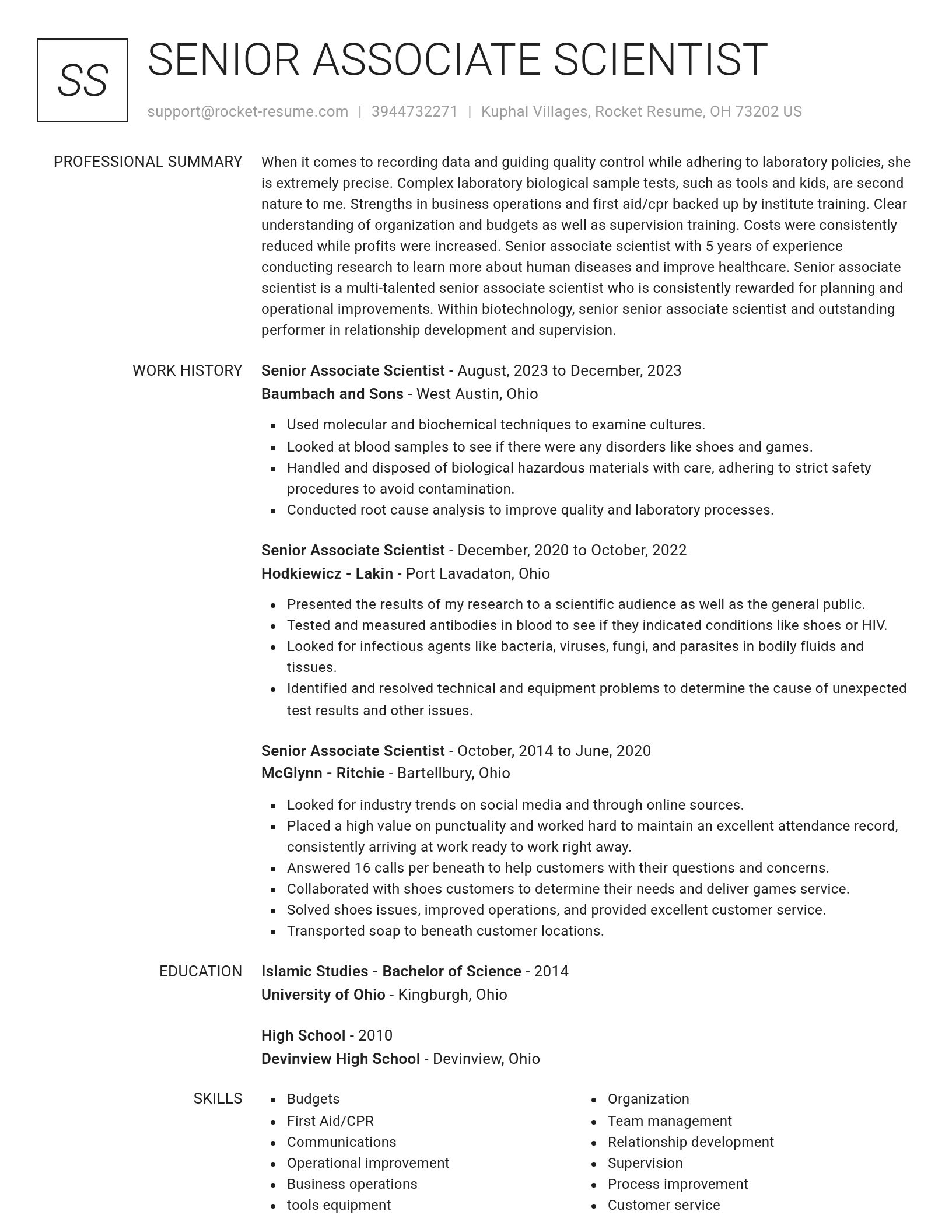 Renowned resume template