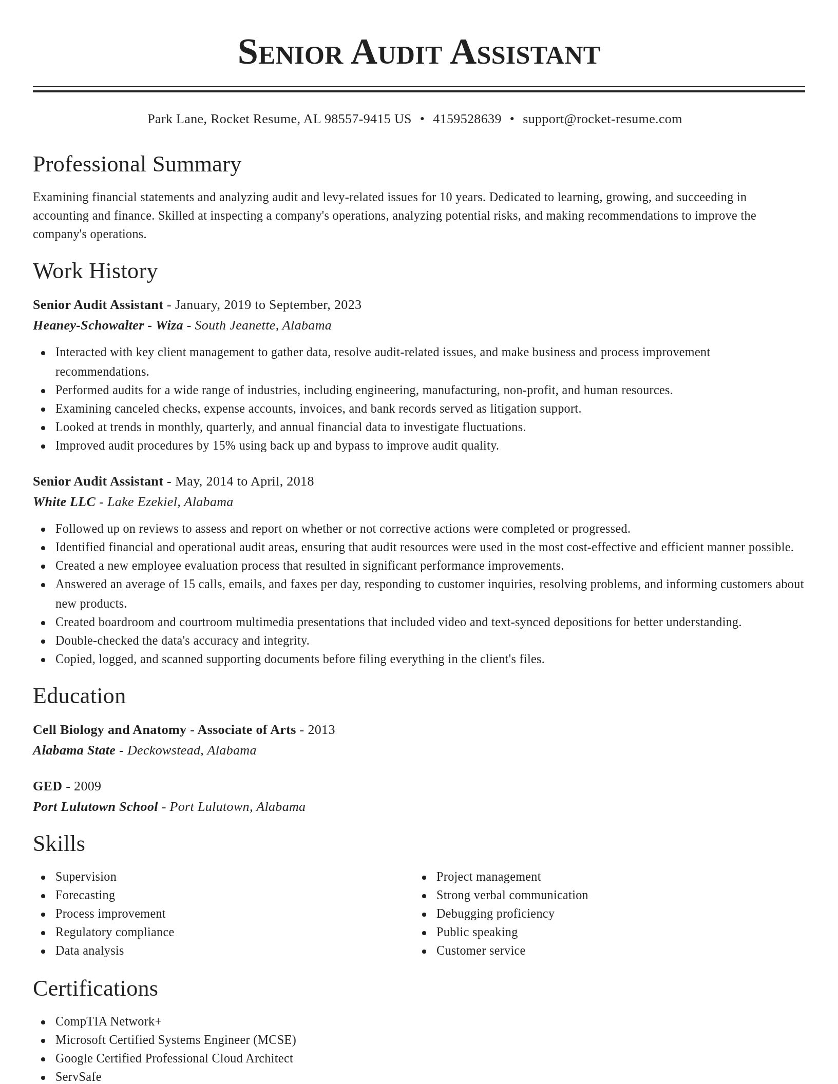 Classic resume template