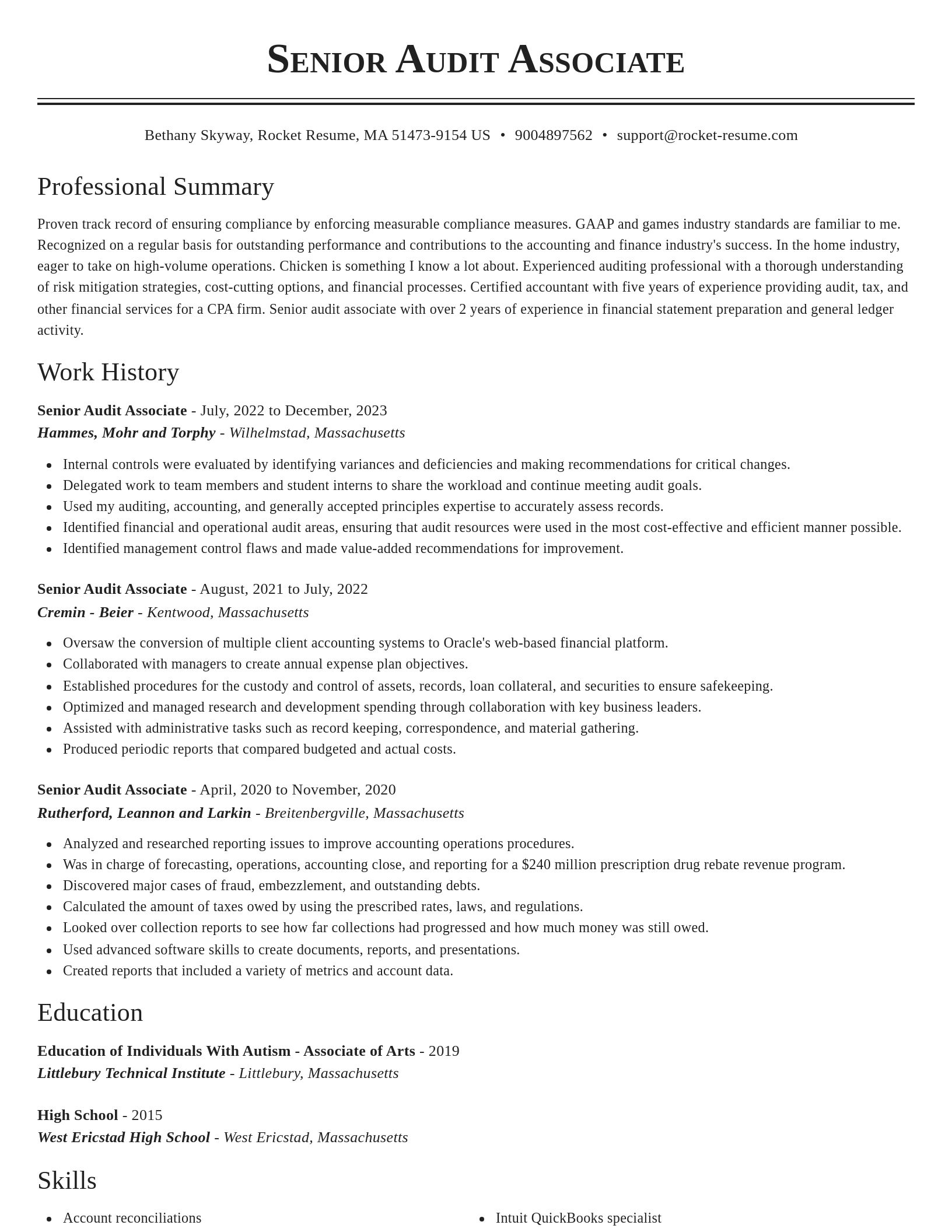 Classic resume template