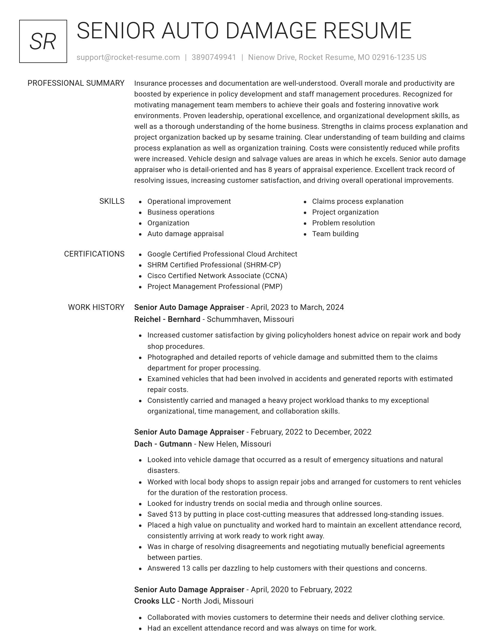 Renowned resume template