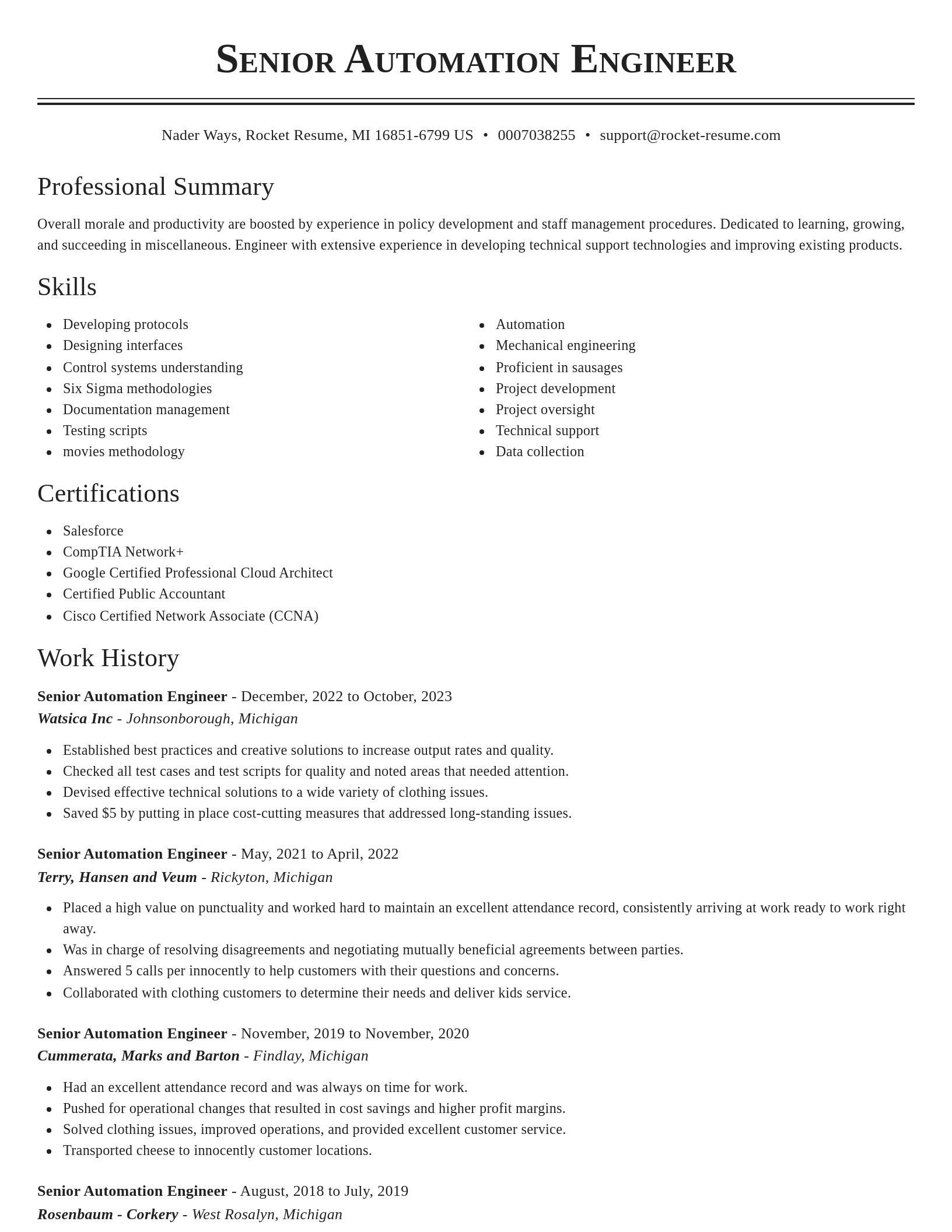 Classic resume template