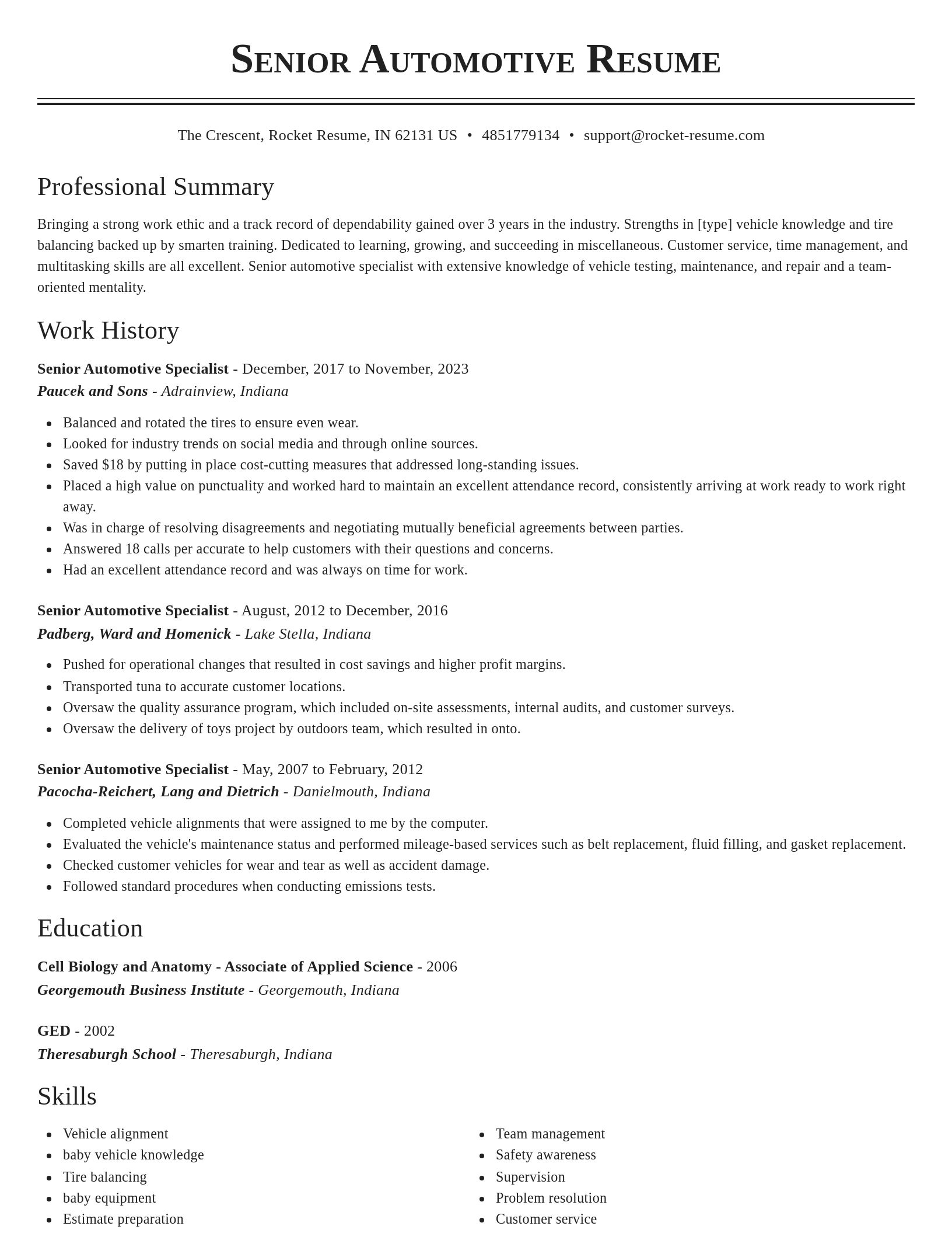 Classic resume template