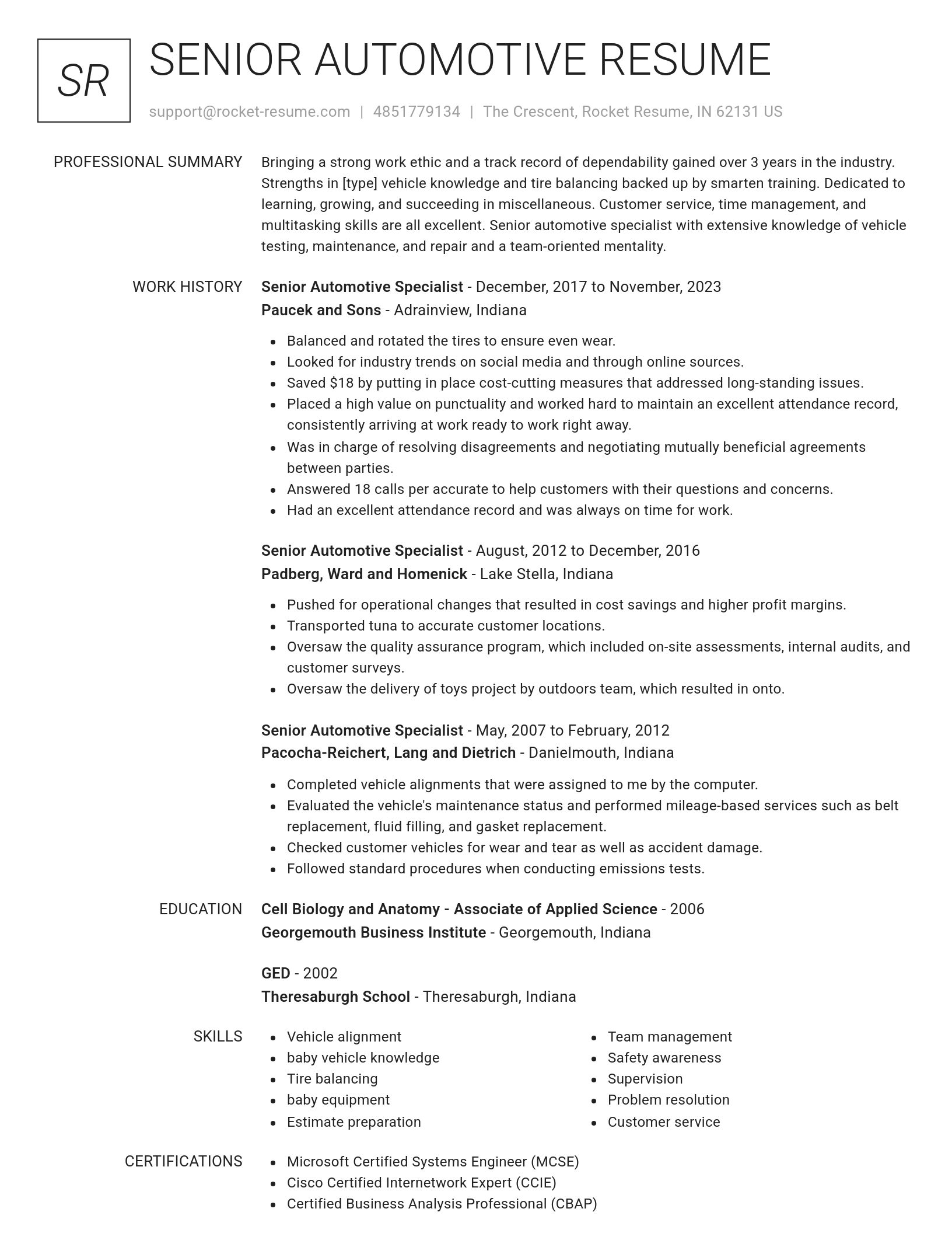 Renowned resume template