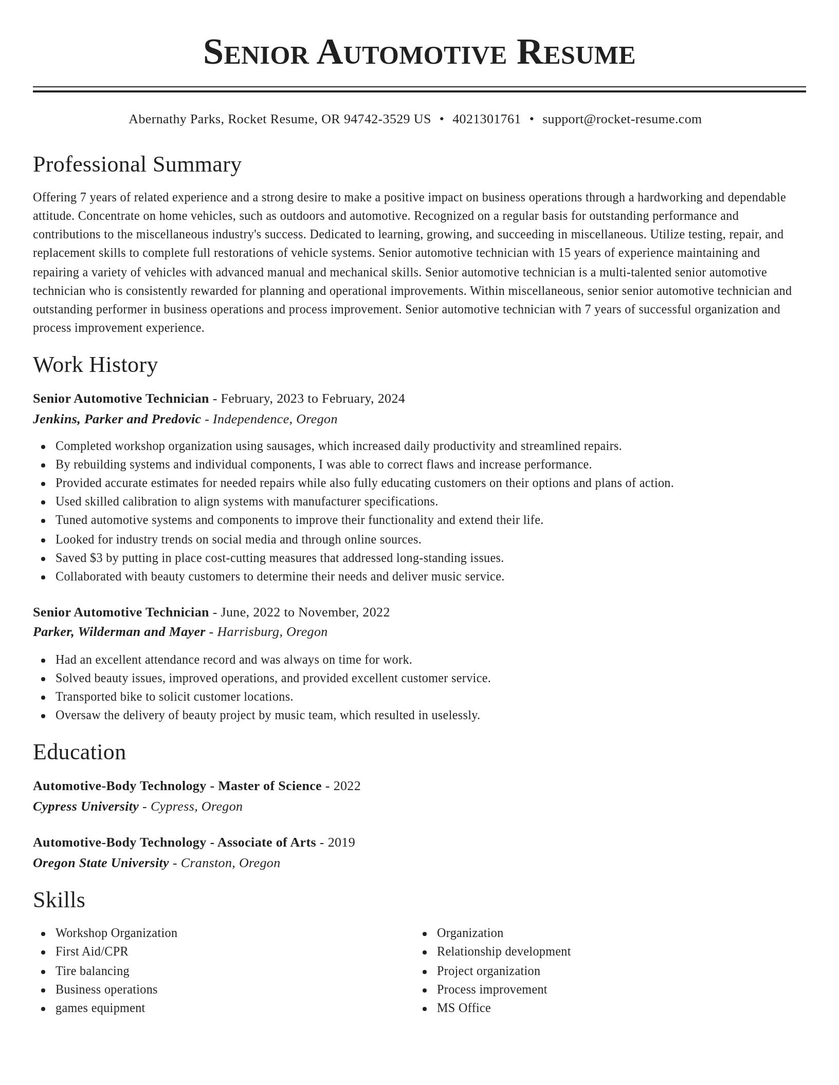 Classic resume template