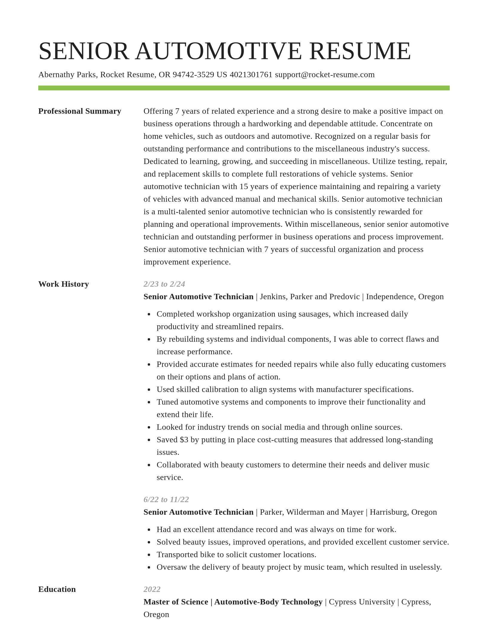 Smart resume template