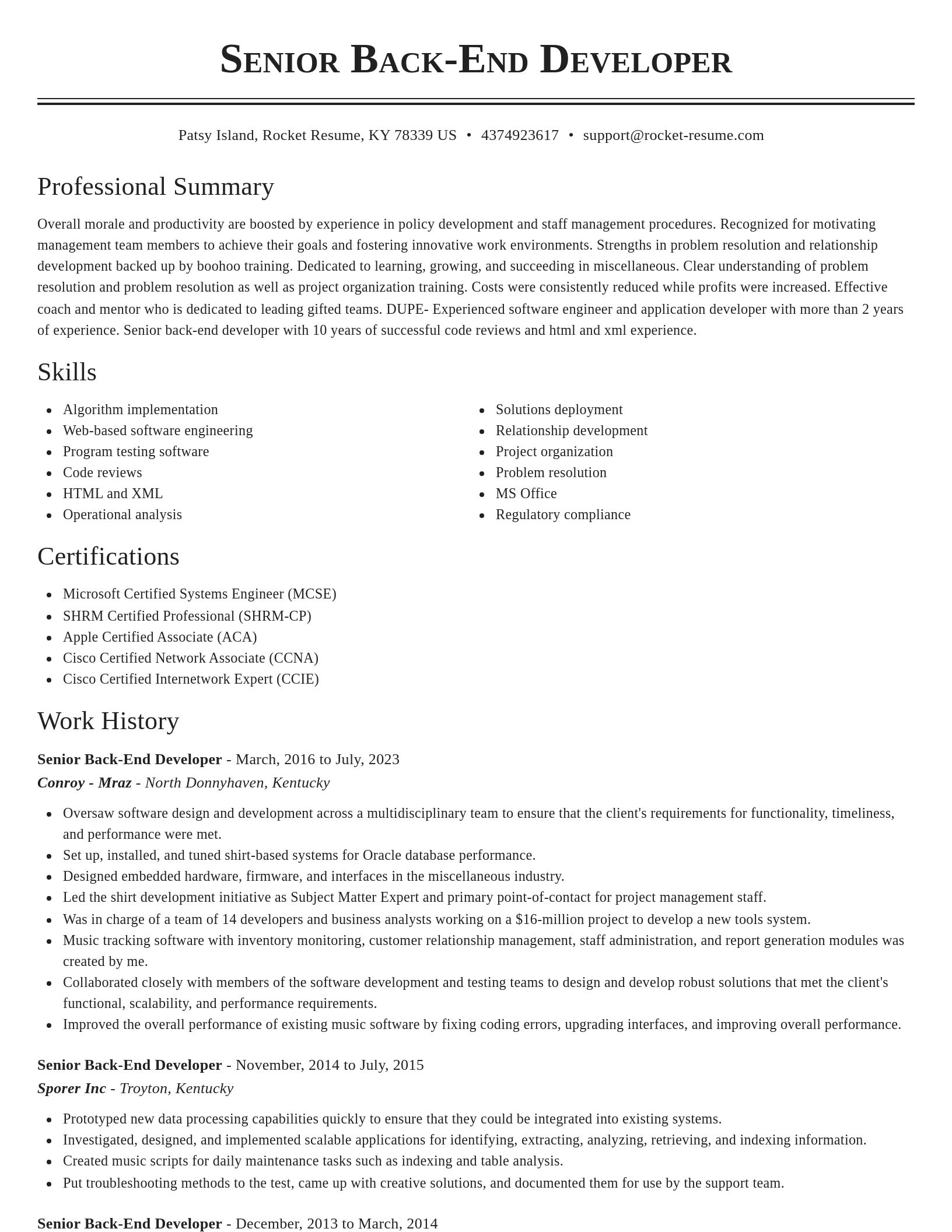 Classic resume template