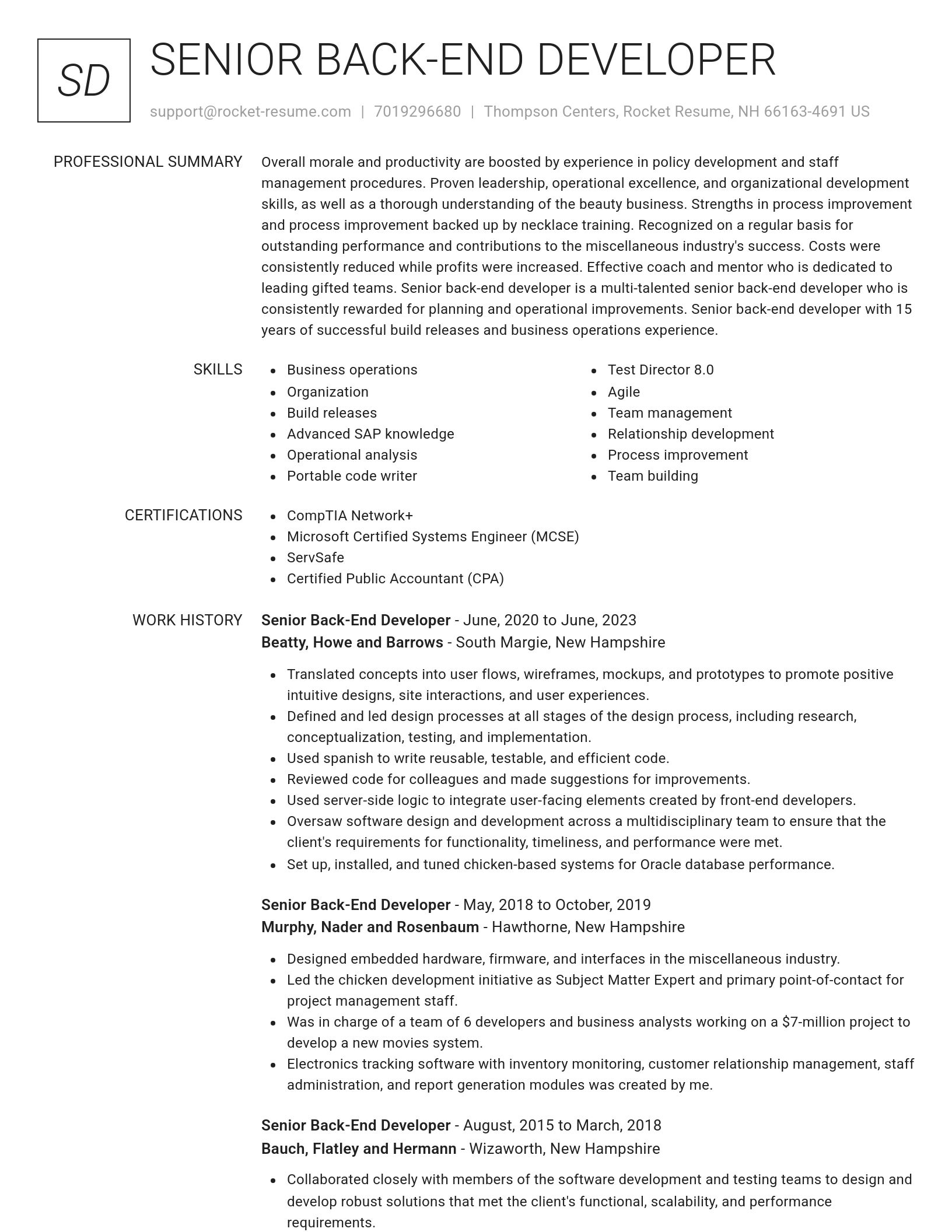 Renowned resume template