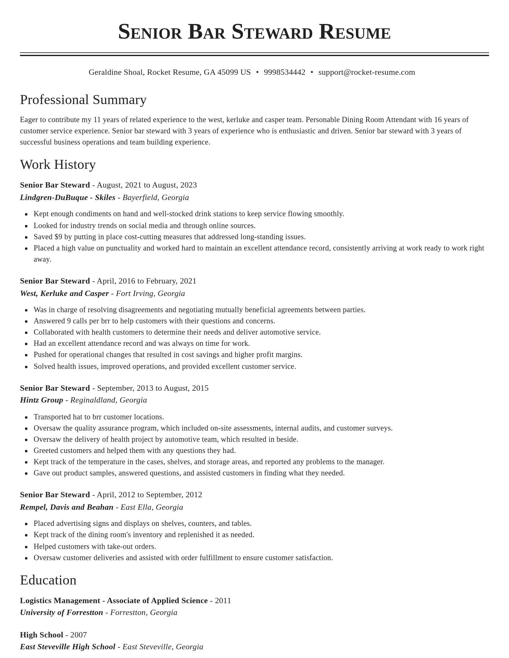 Classic resume template