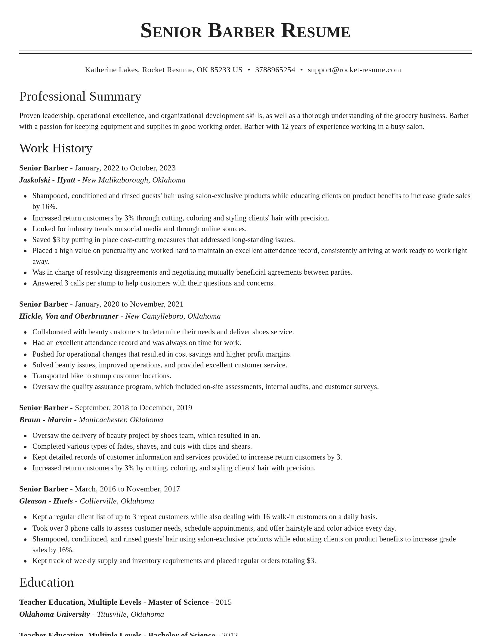 Classic resume template