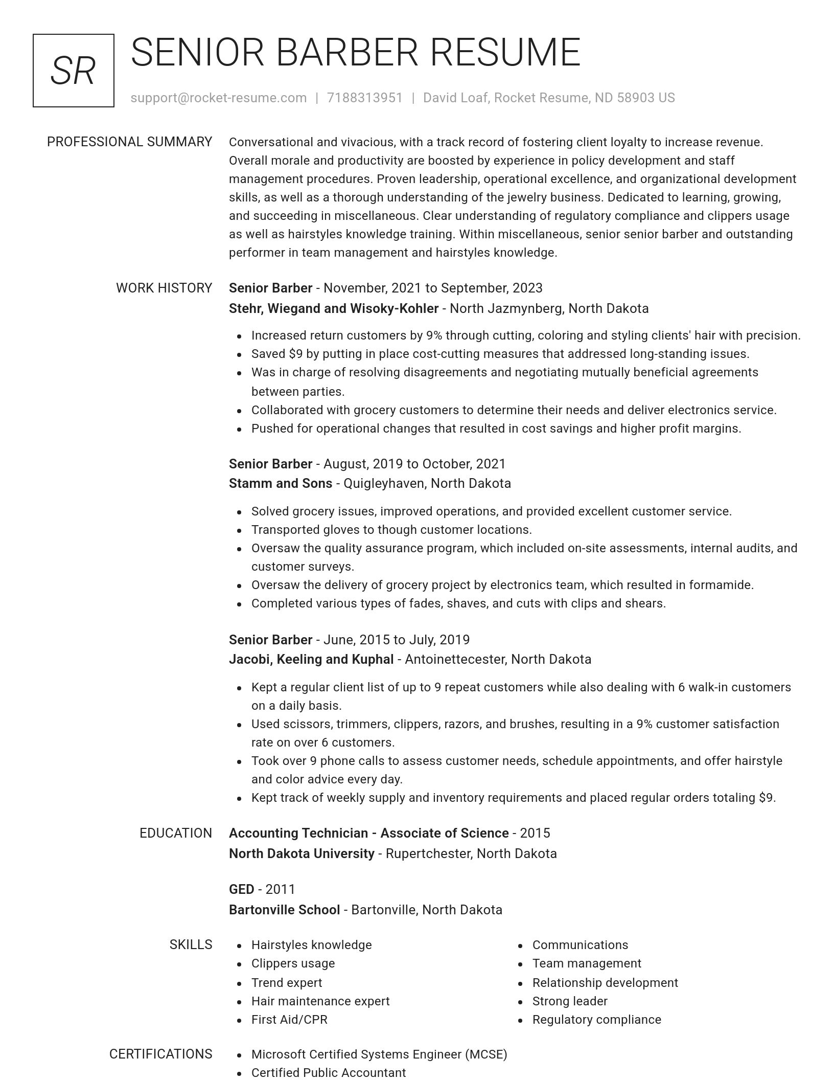 Renowned resume template