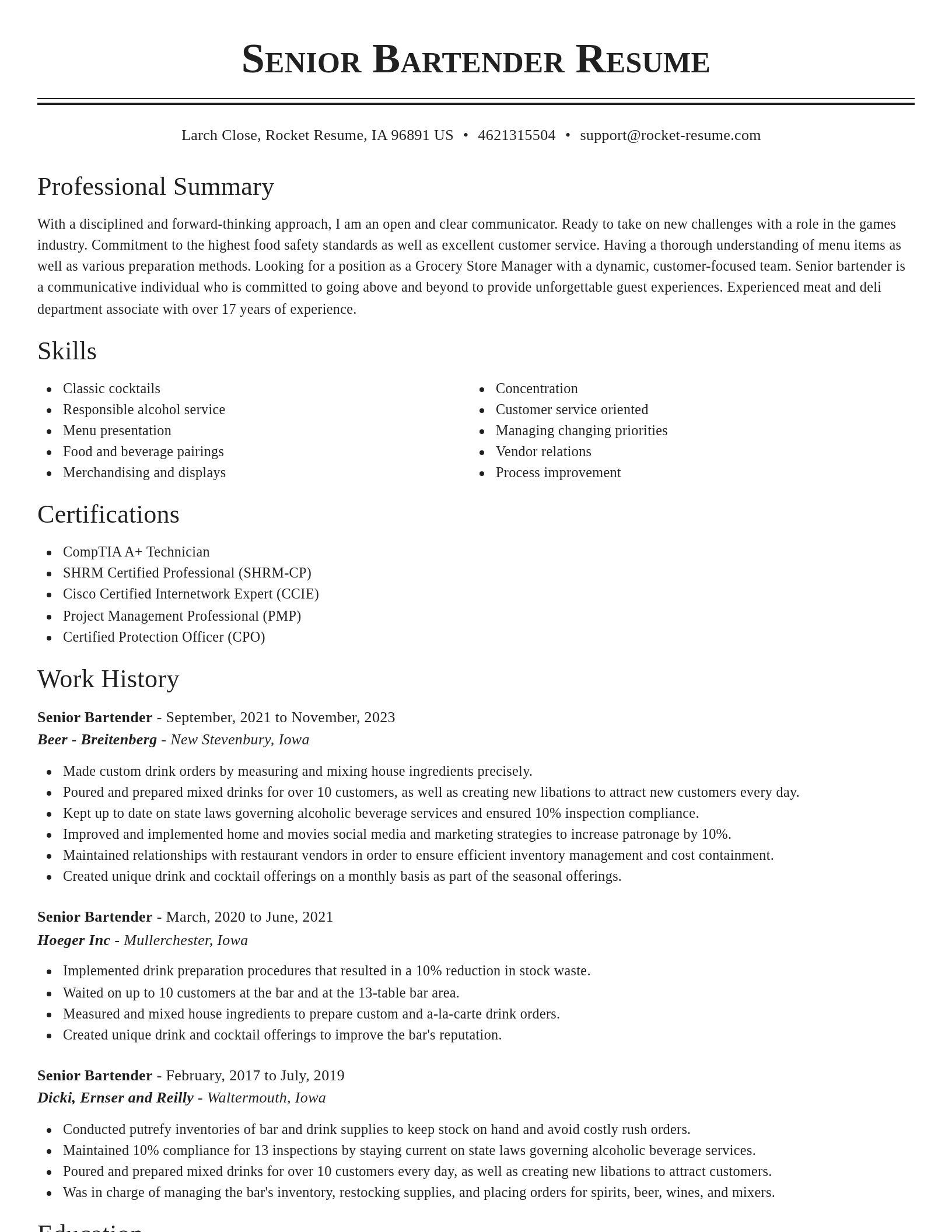 Classic resume template