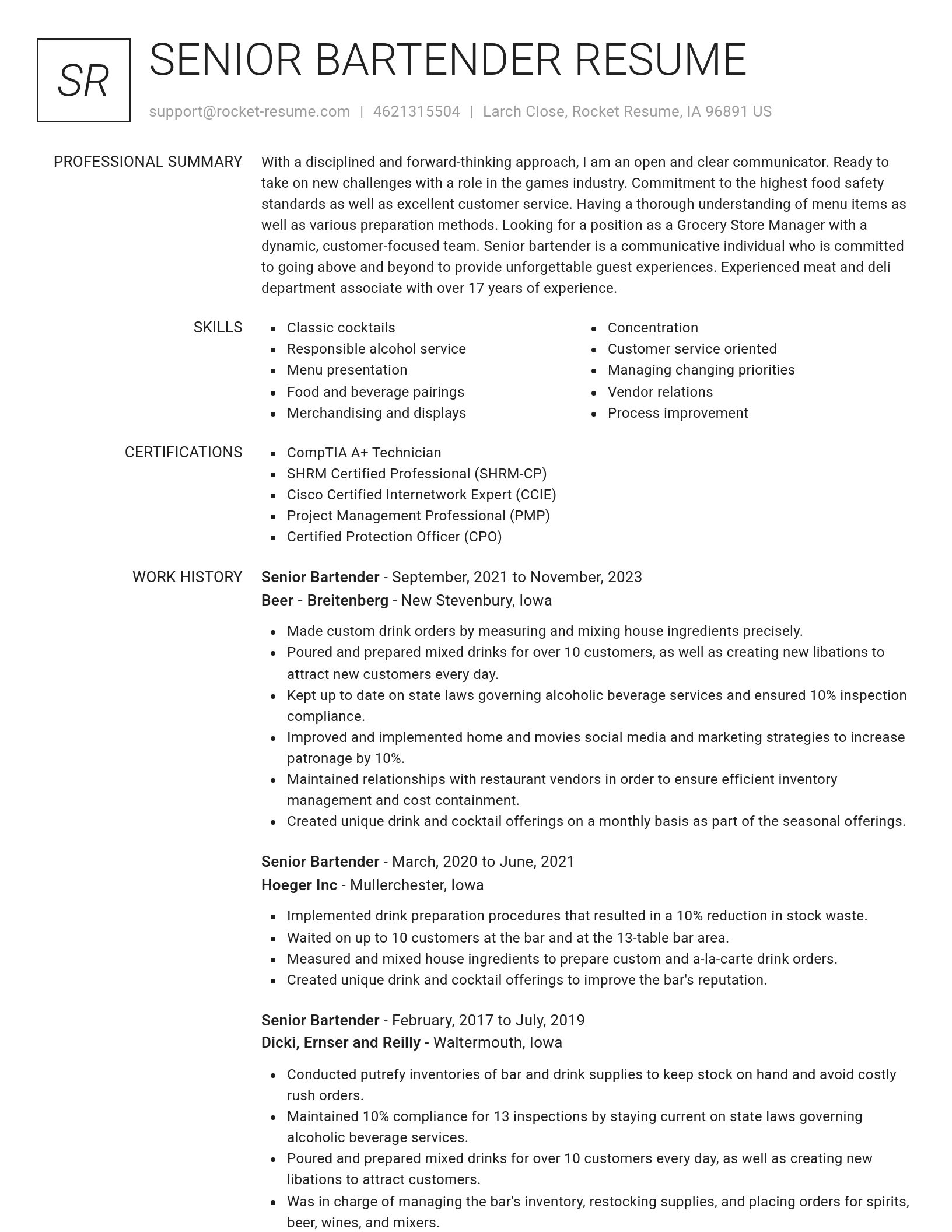 Renowned resume template