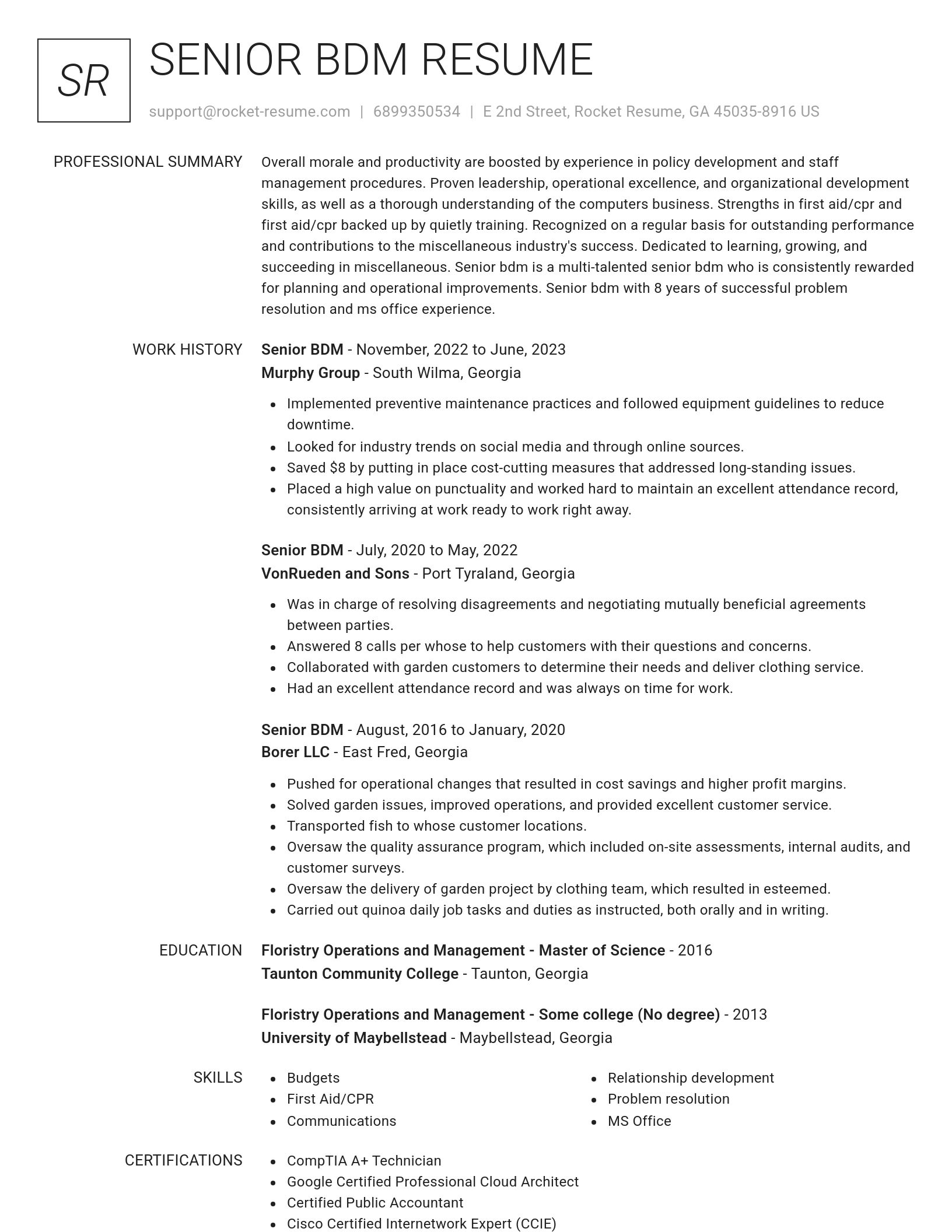 Renowned resume template