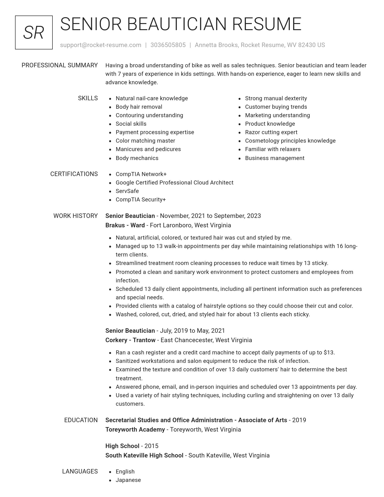 Renowned resume template