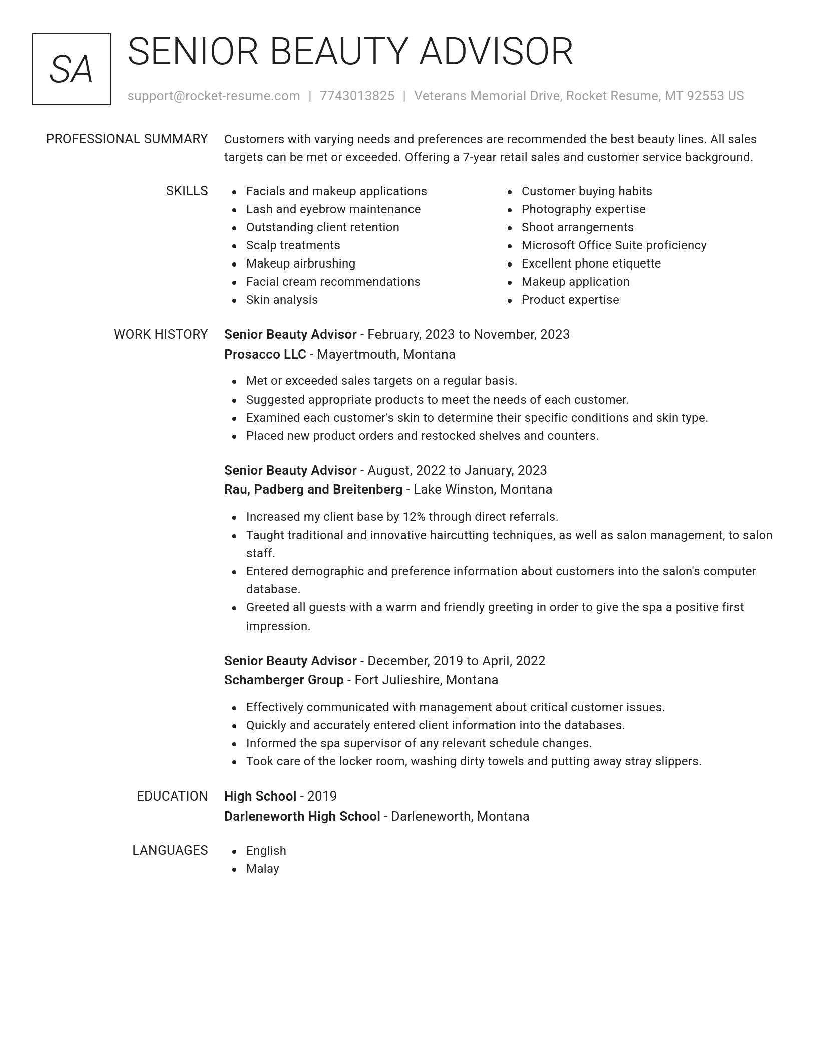 Renowned resume template
