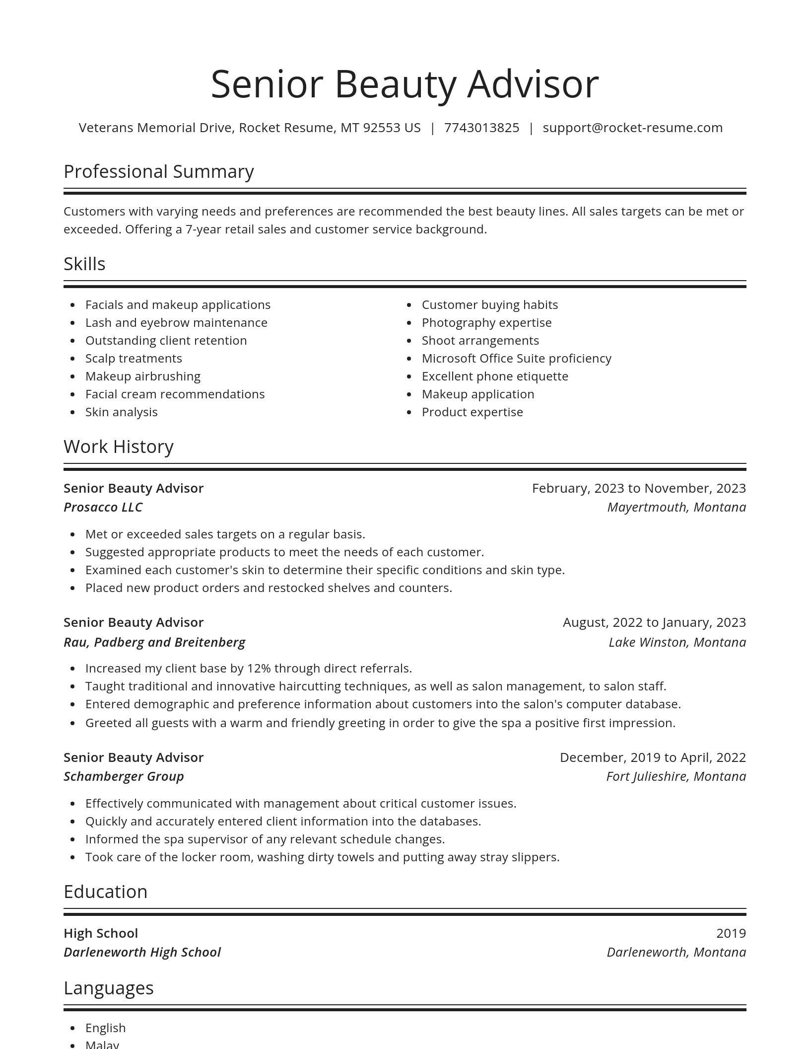 Spotlight resume template