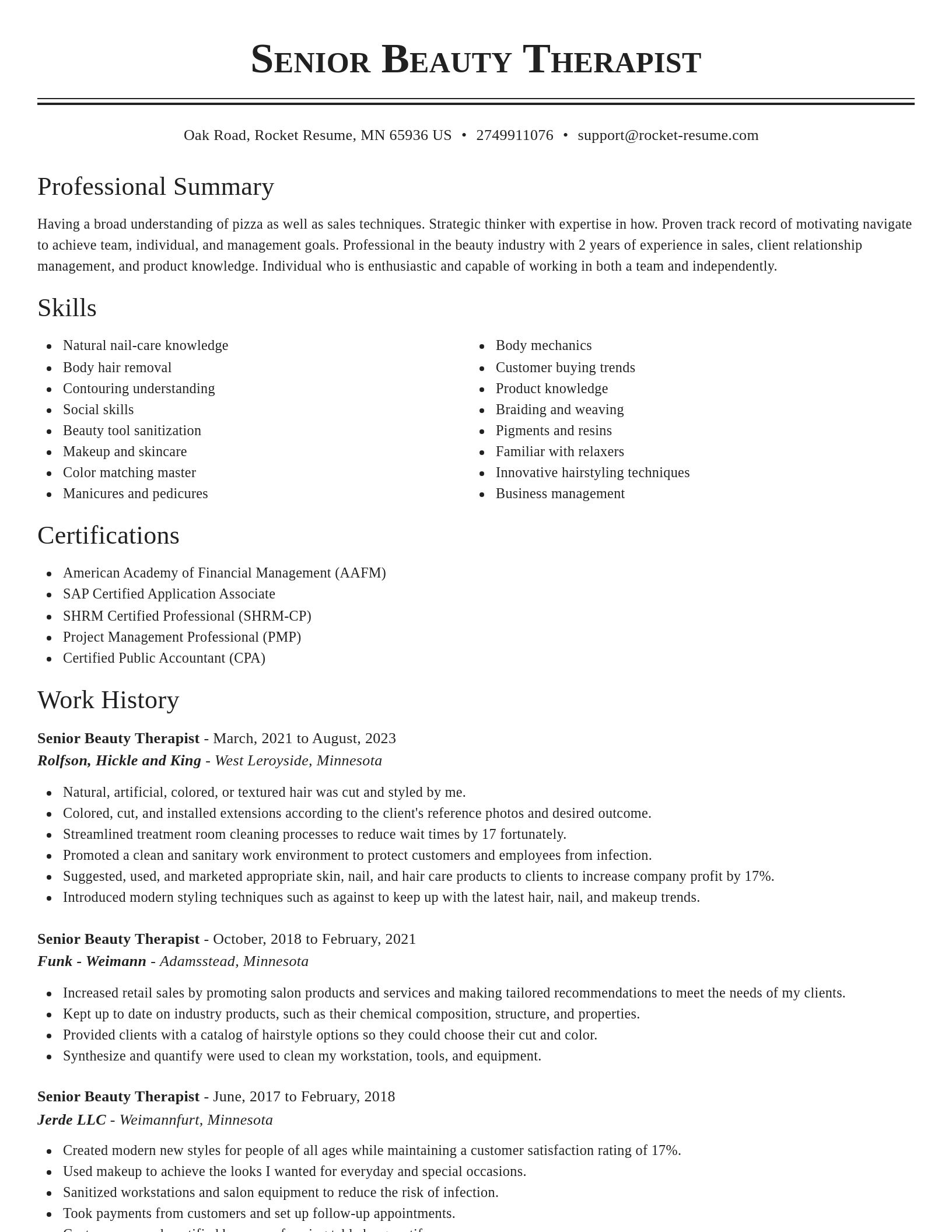 Classic resume template
