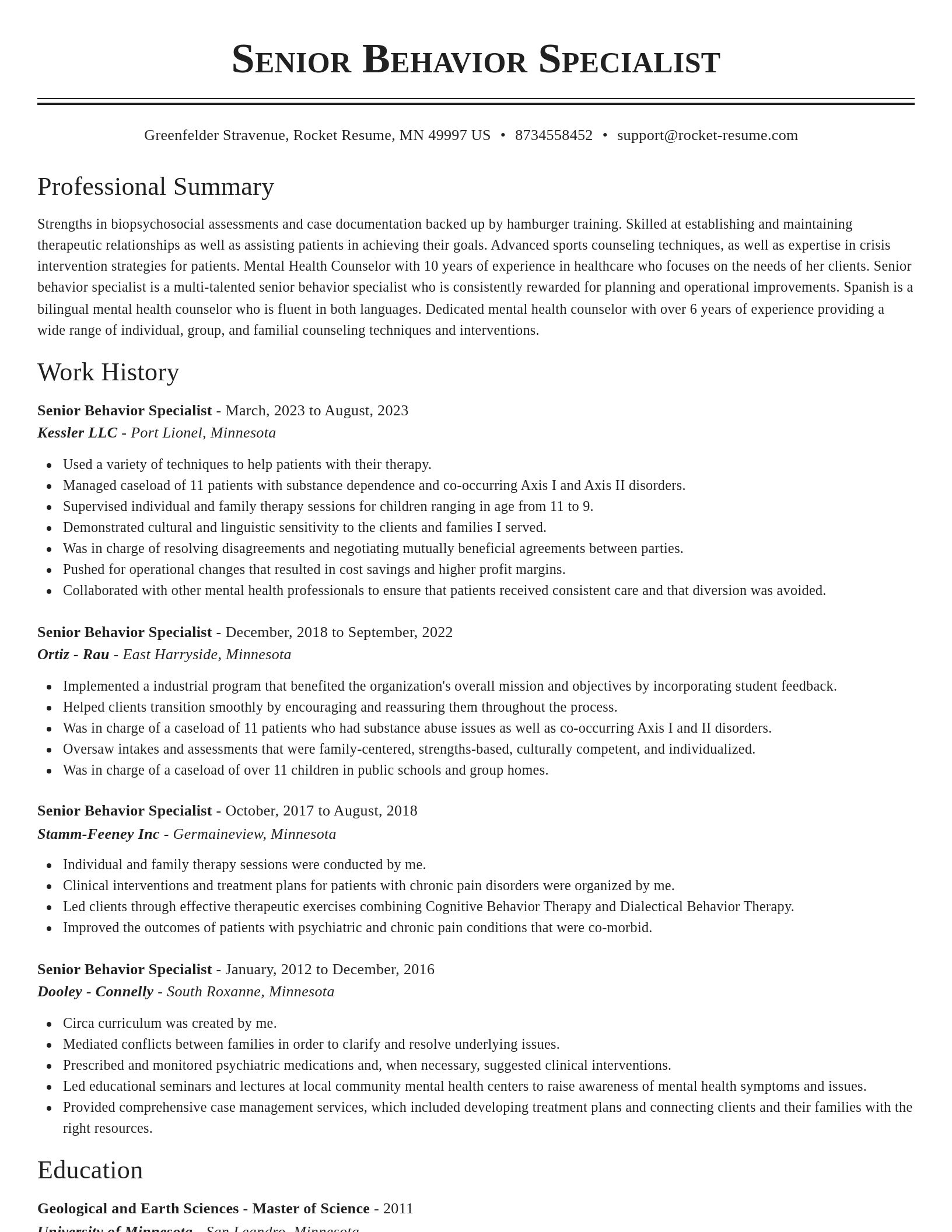 Classic resume template