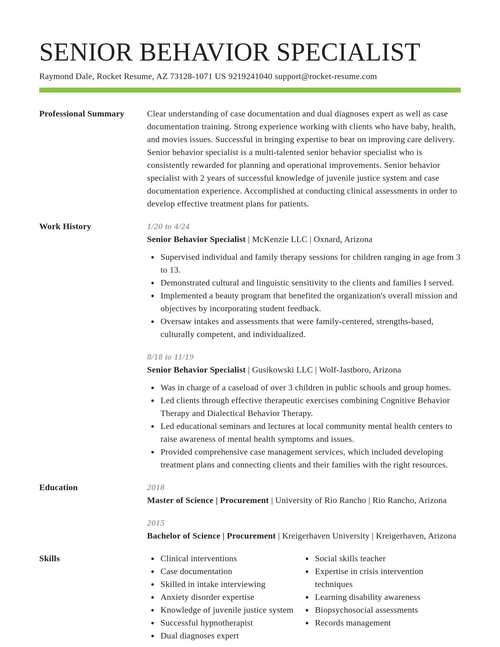 Smart resume template