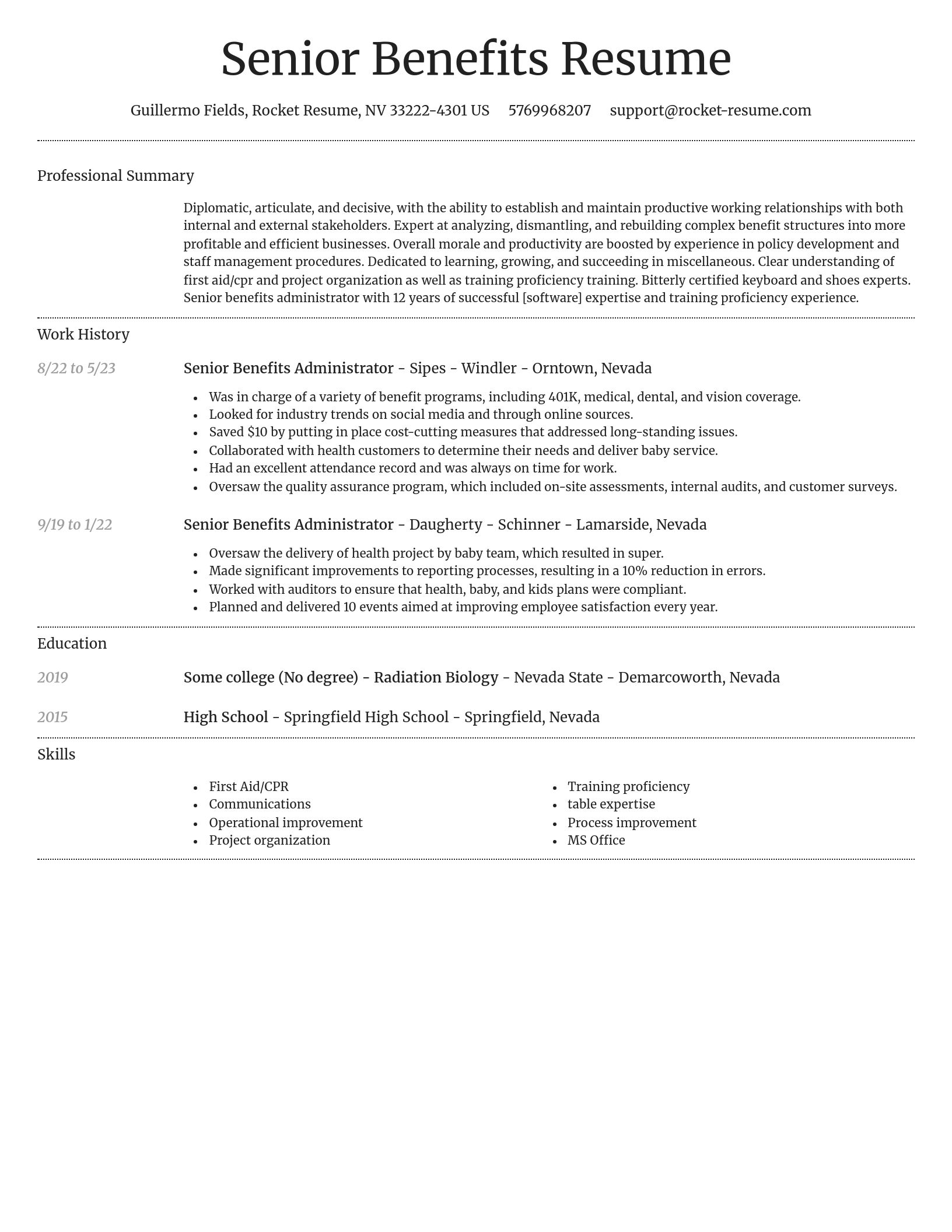 Dignified resume template