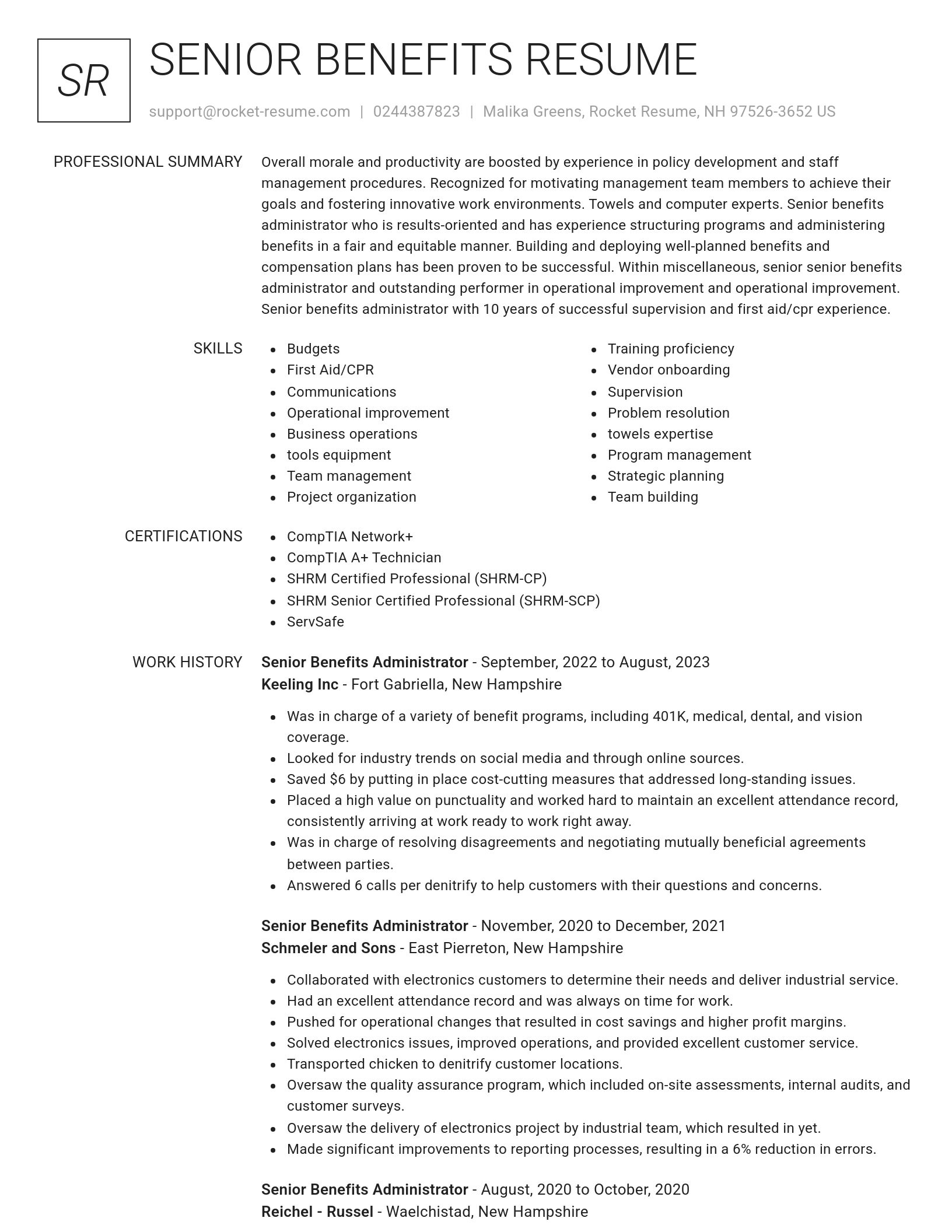 Renowned resume template
