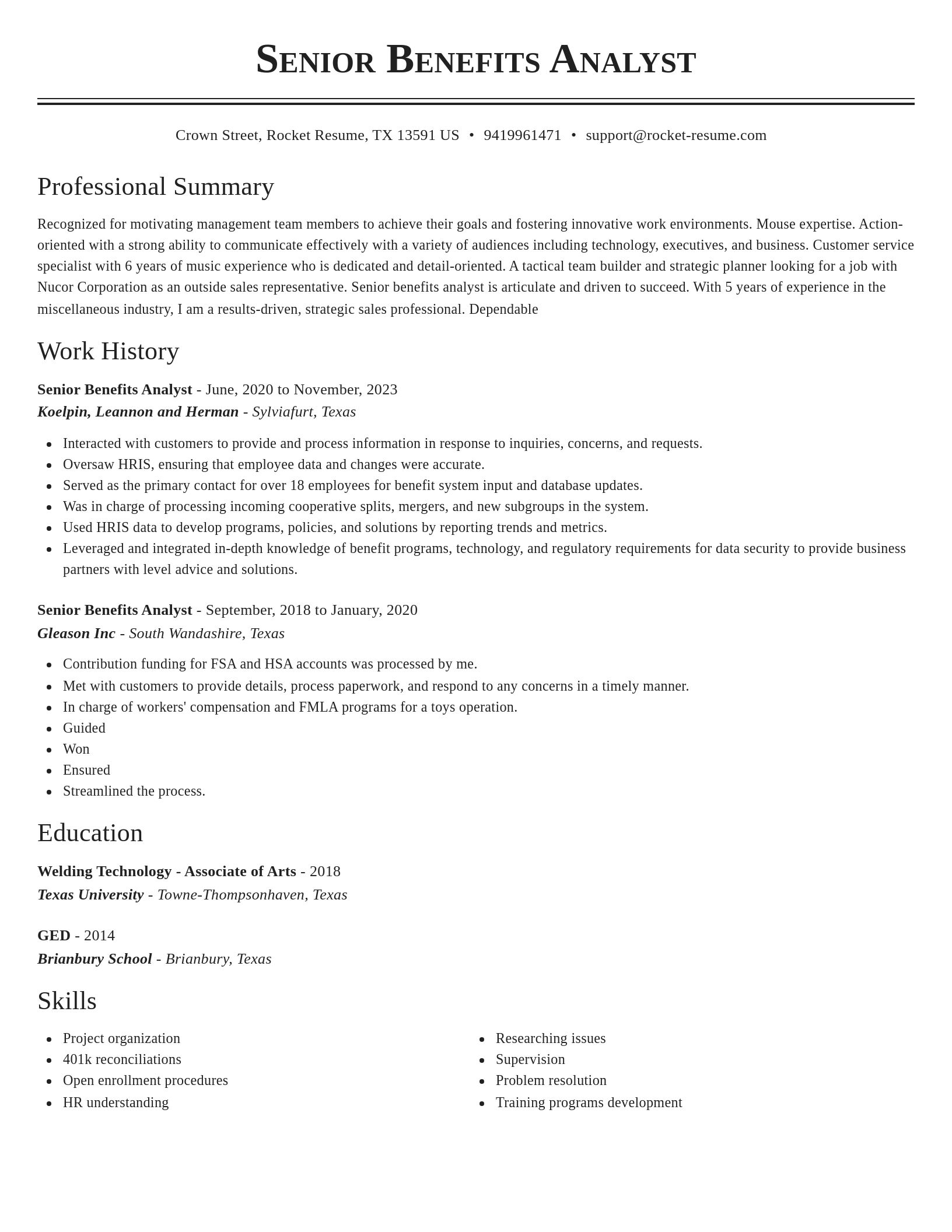 Classic resume template