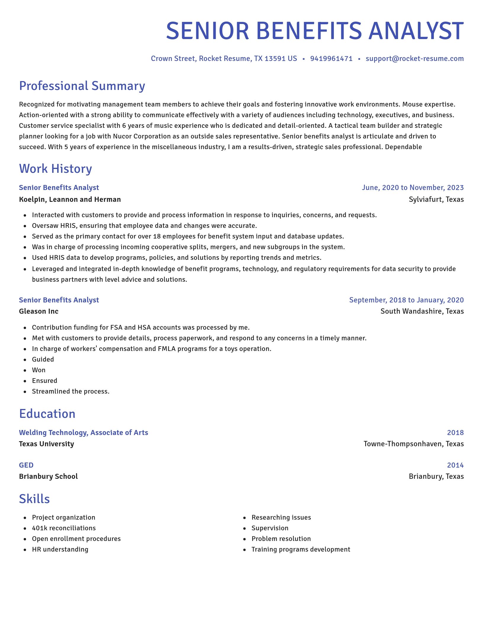 Novel resume template