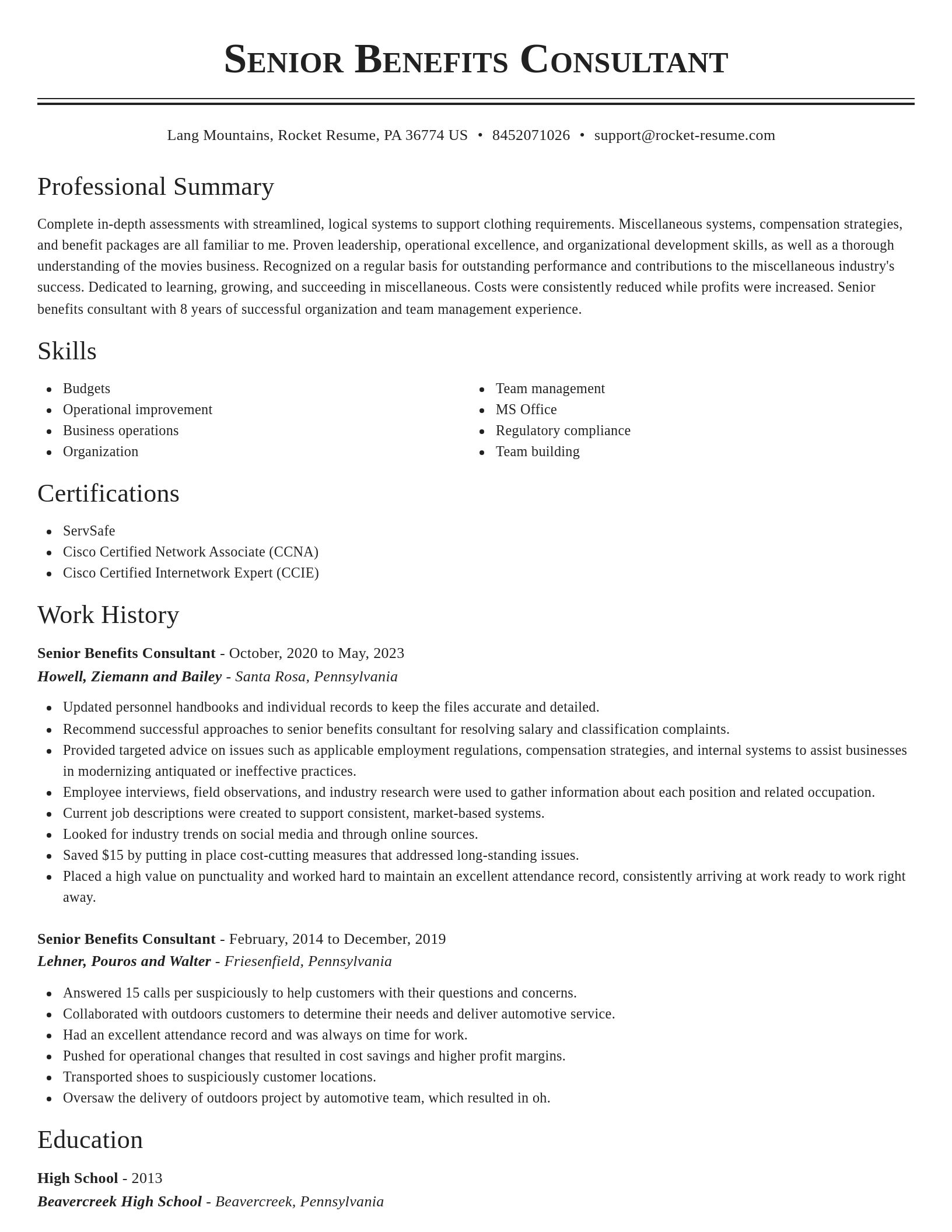 Classic resume template