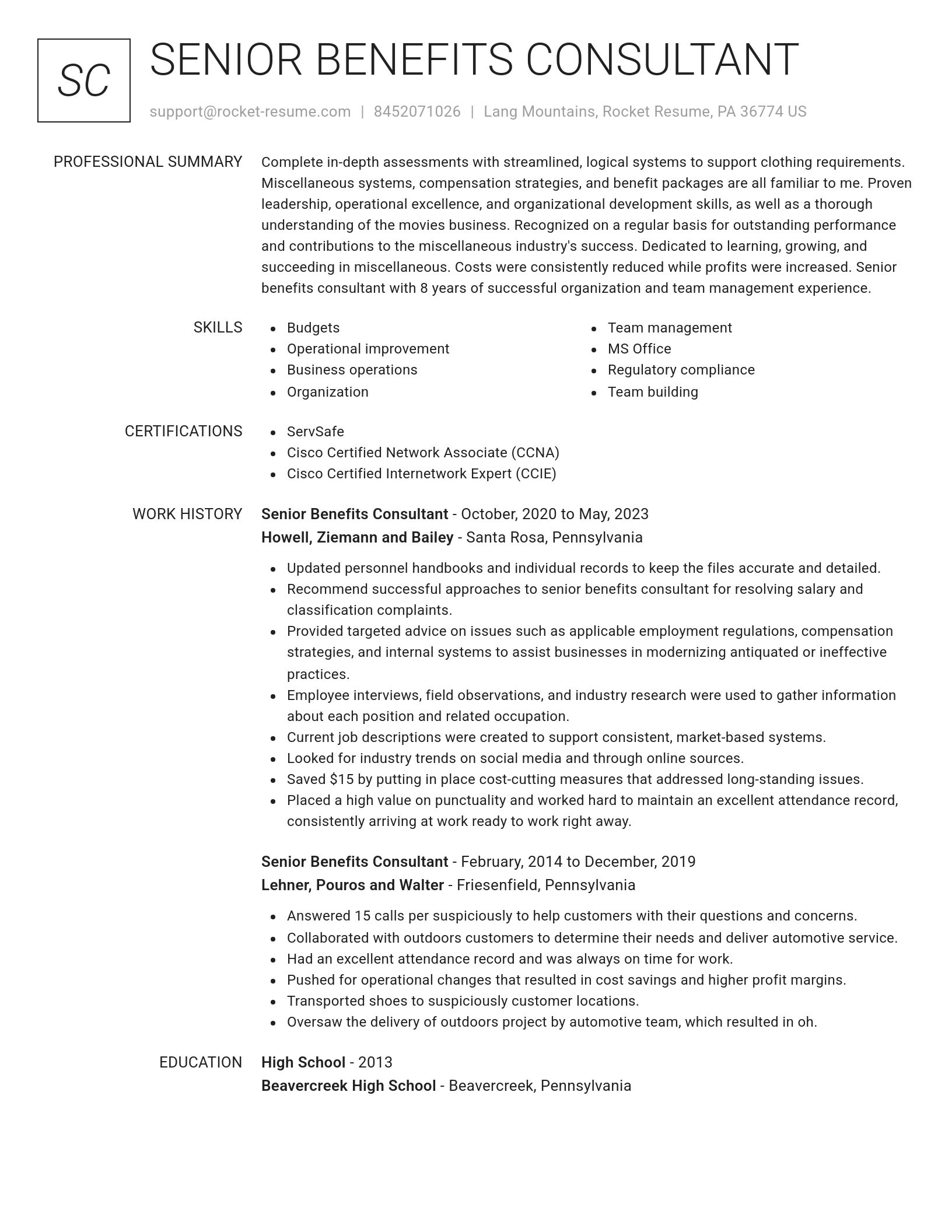 Renowned resume template