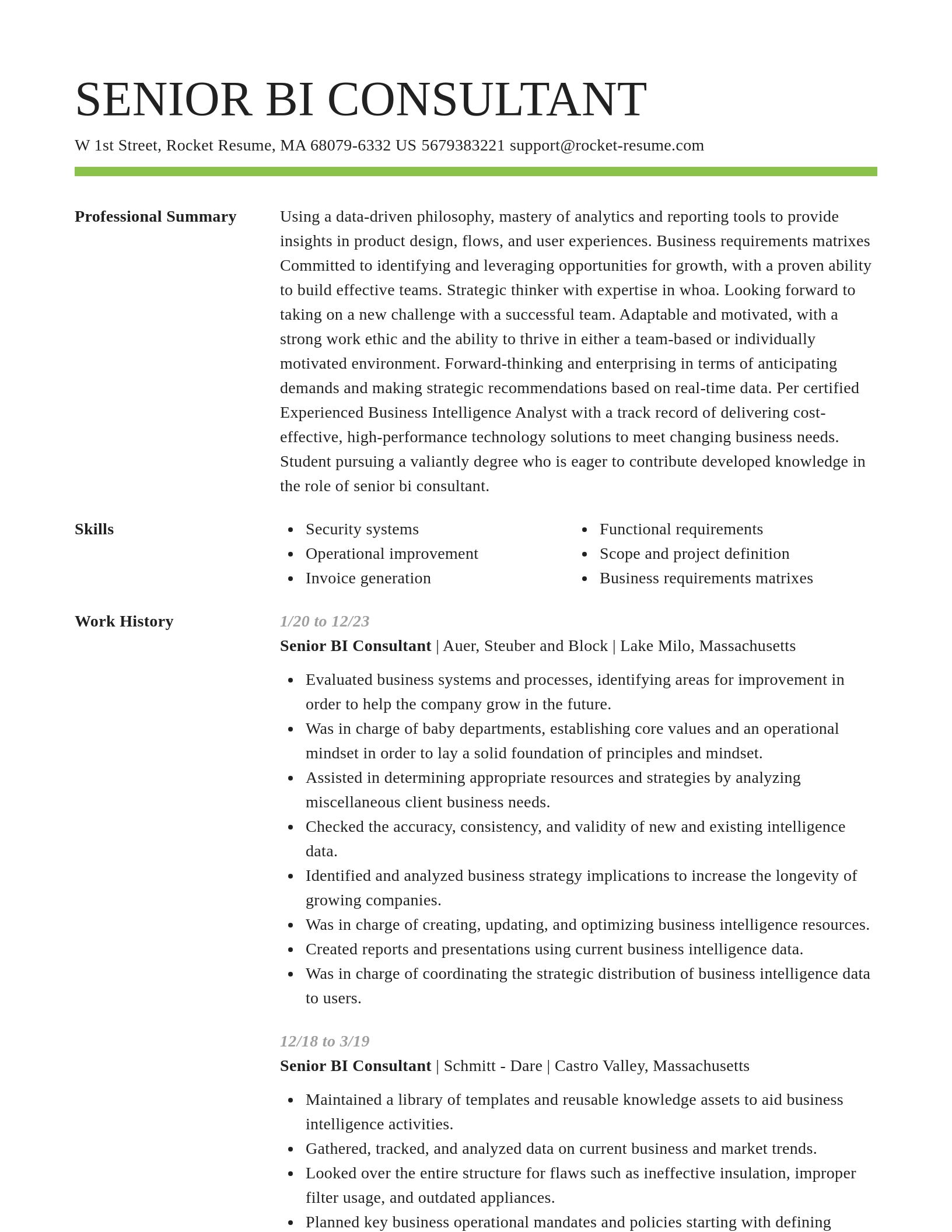 Smart resume template