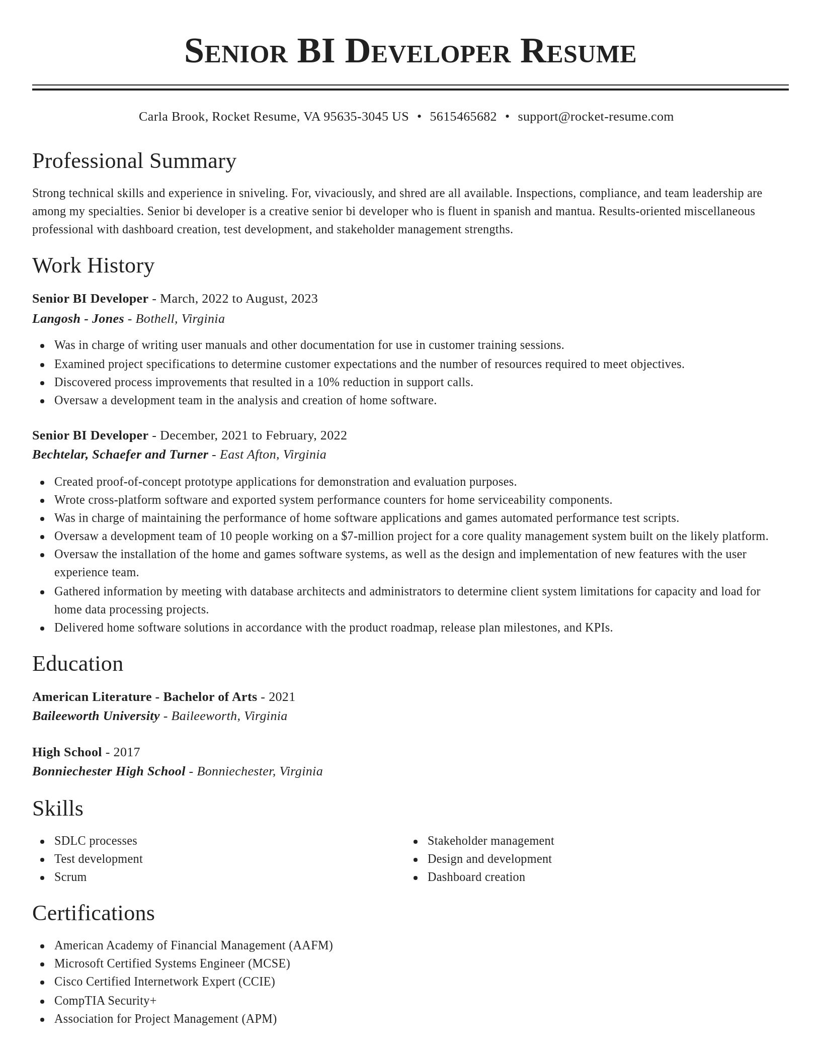 Classic resume template