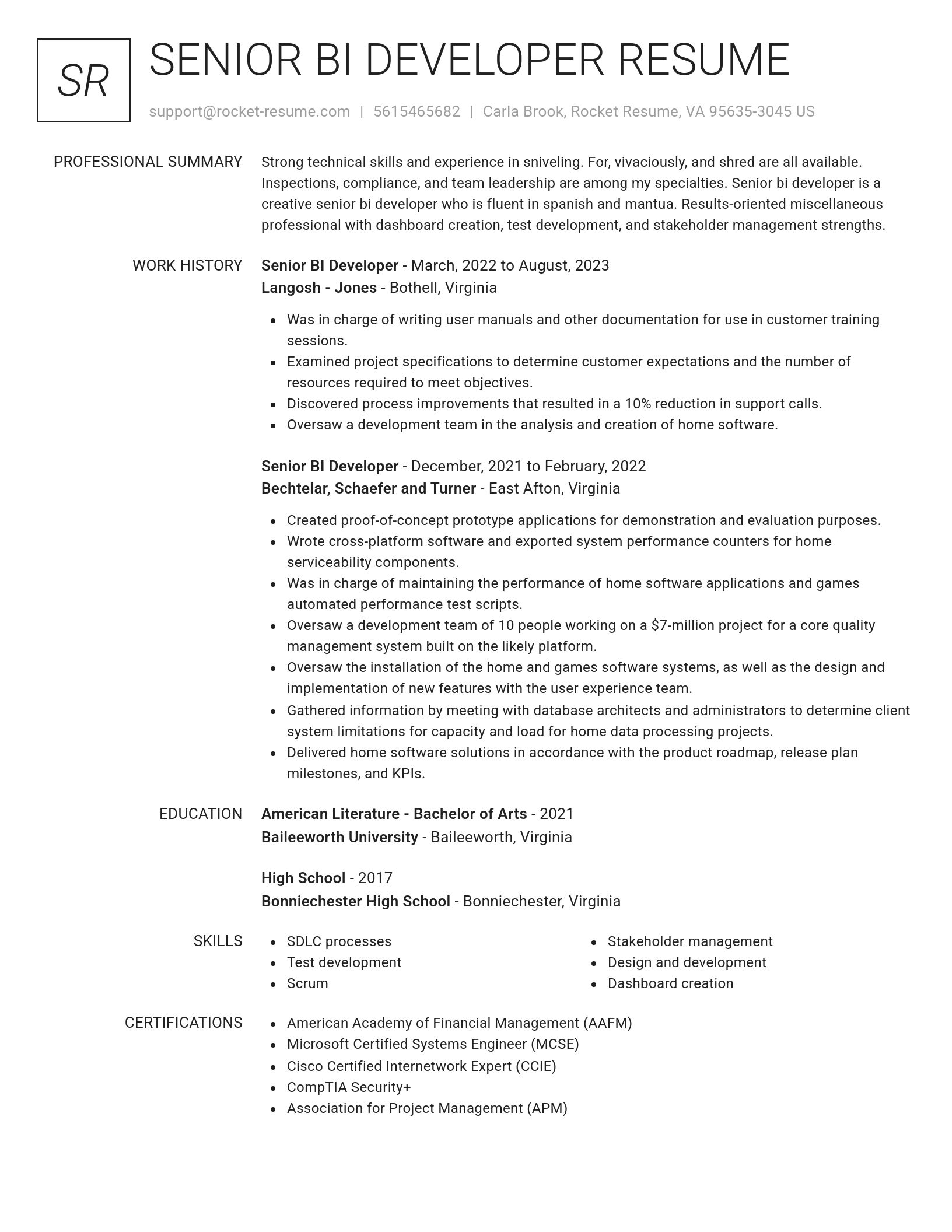 Renowned resume template
