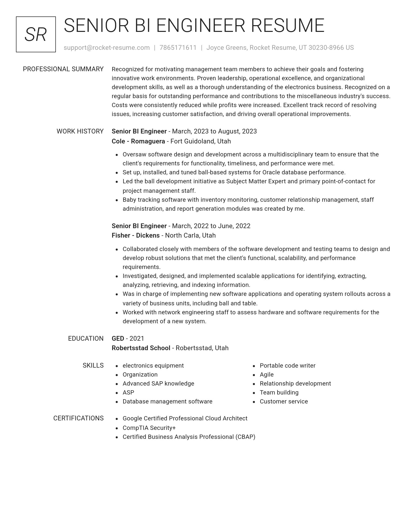 Renowned resume template