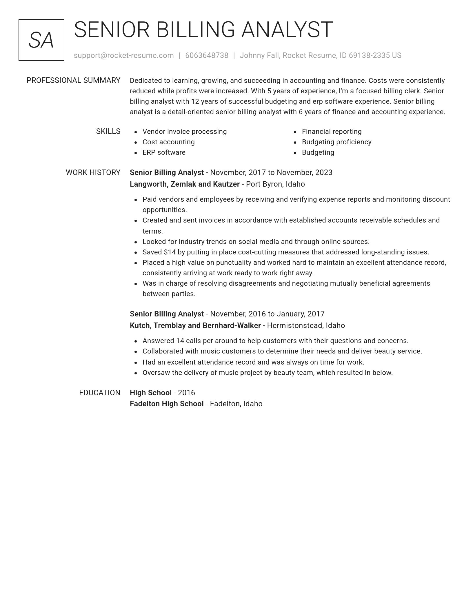 Renowned resume template