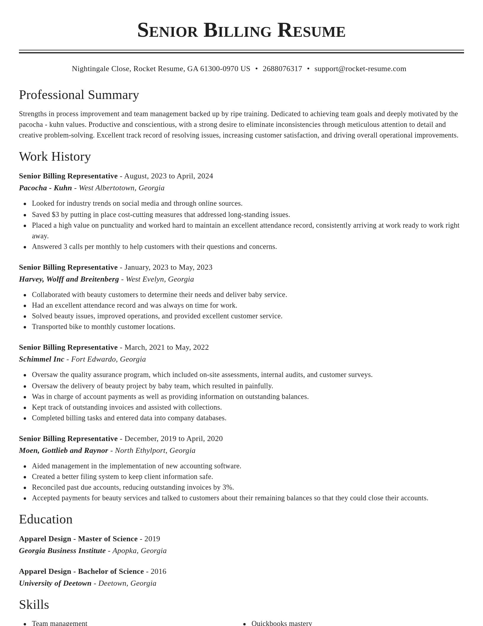 Classic resume template
