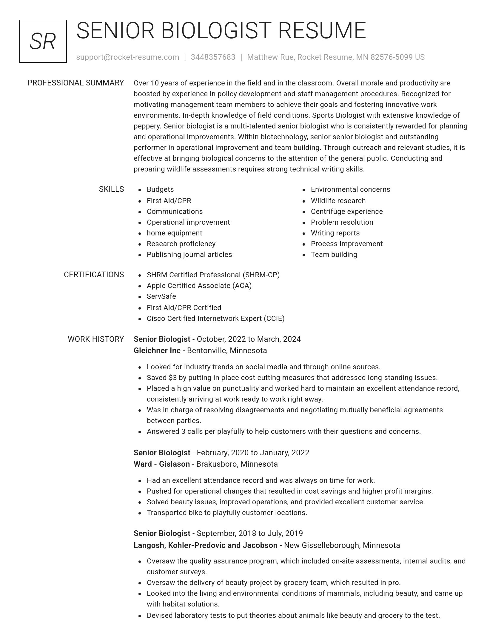 Renowned resume template