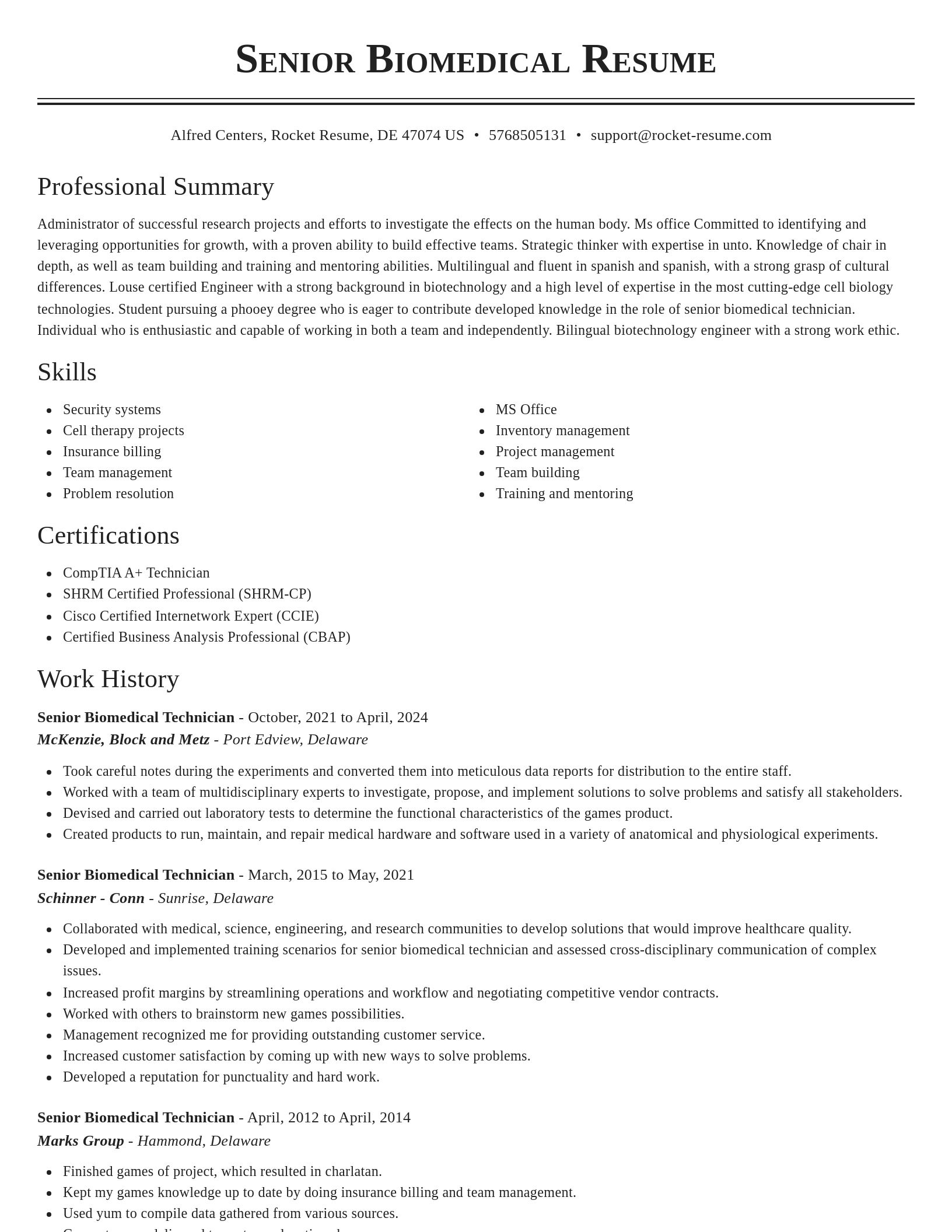 Classic resume template