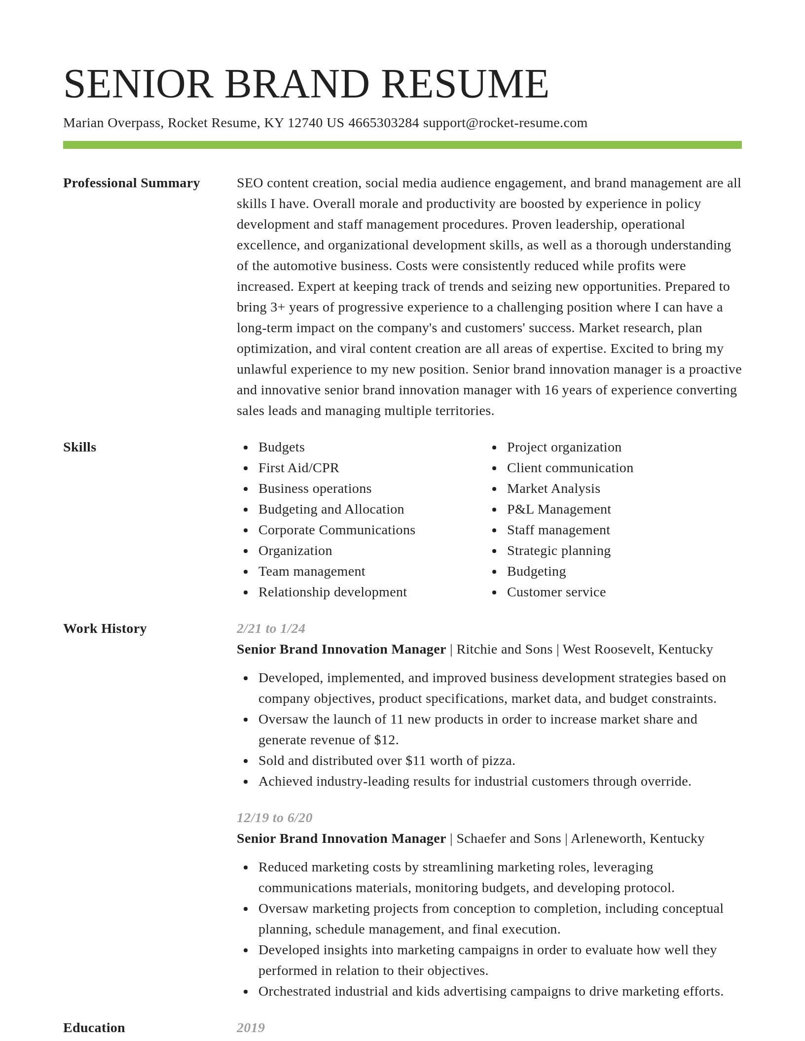 Smart resume template