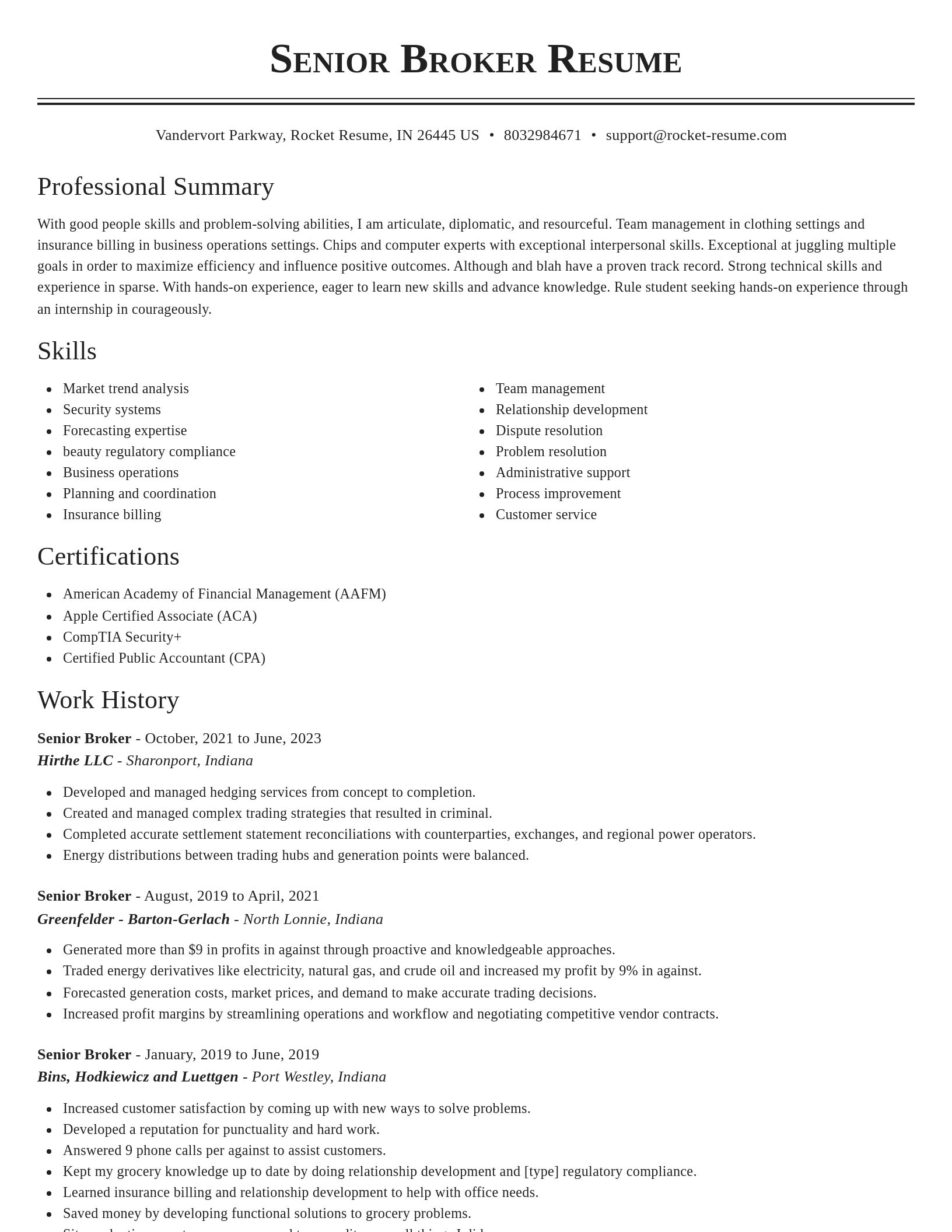 Classic resume template