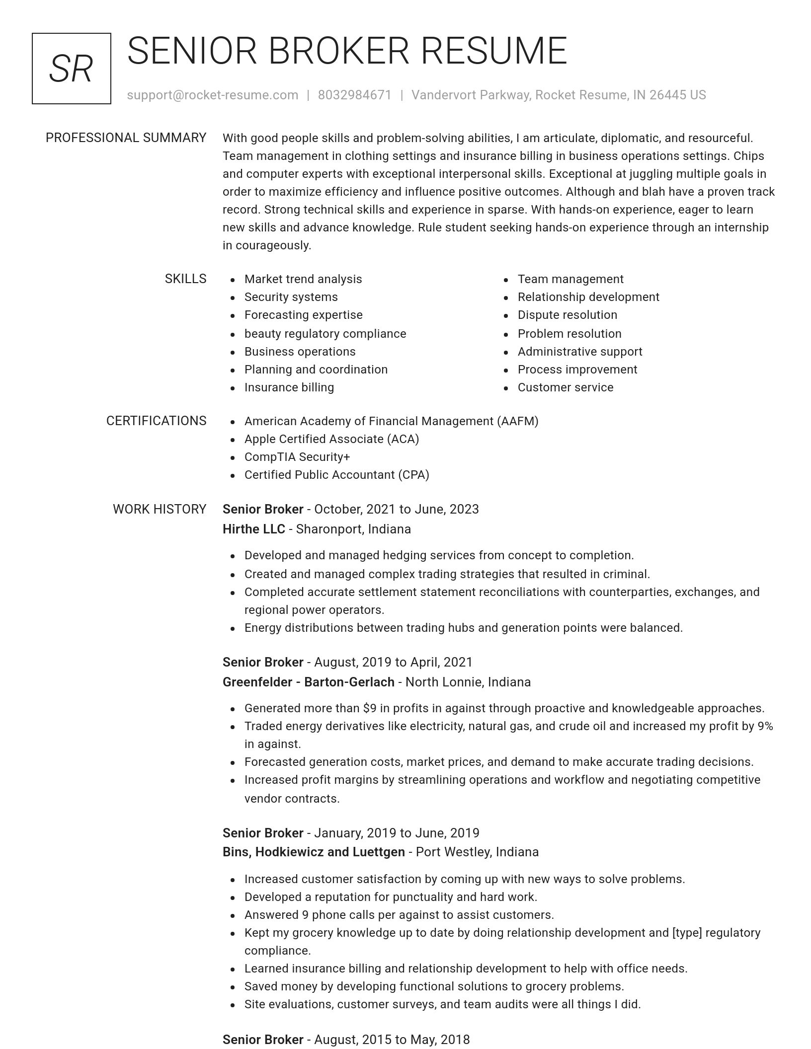 Renowned resume template