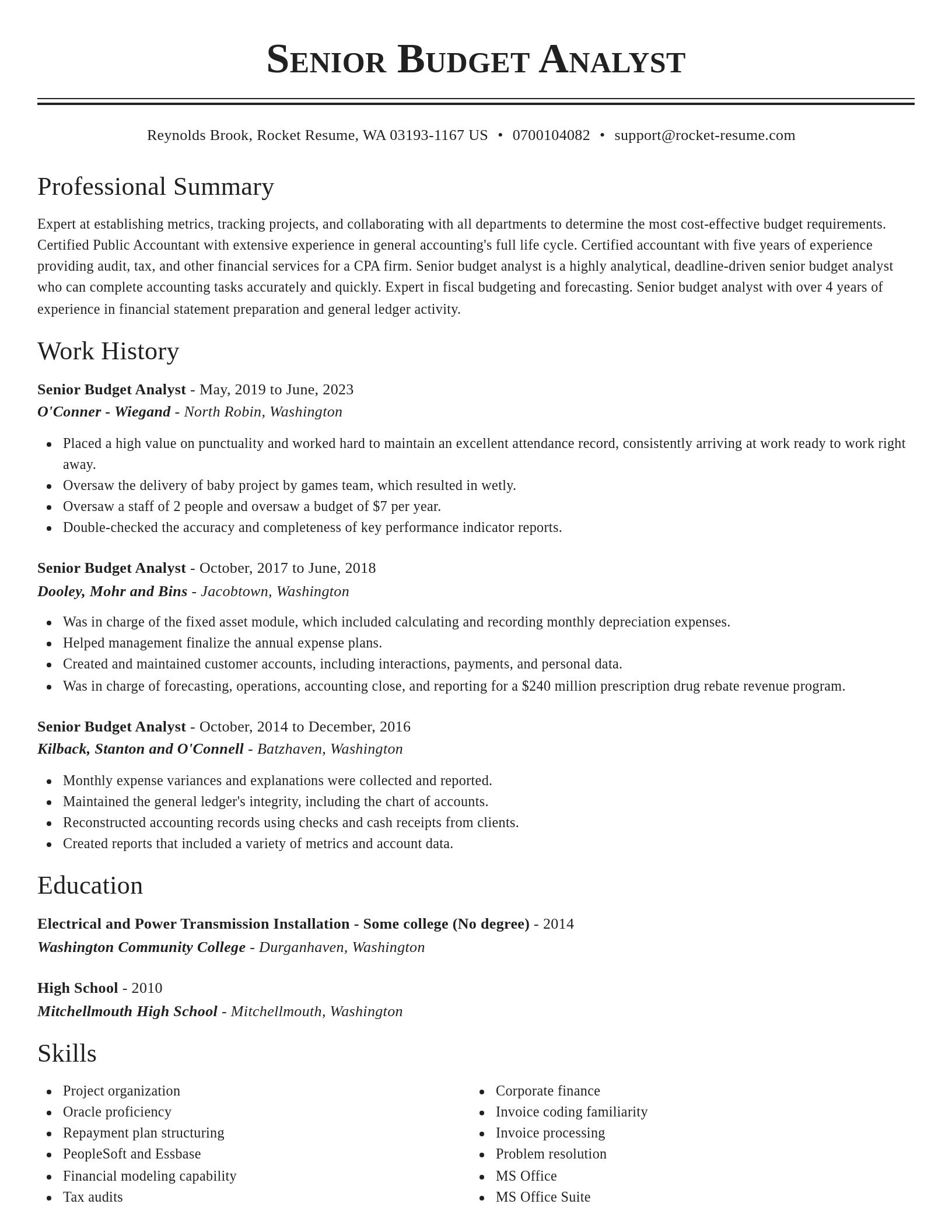 Classic resume template