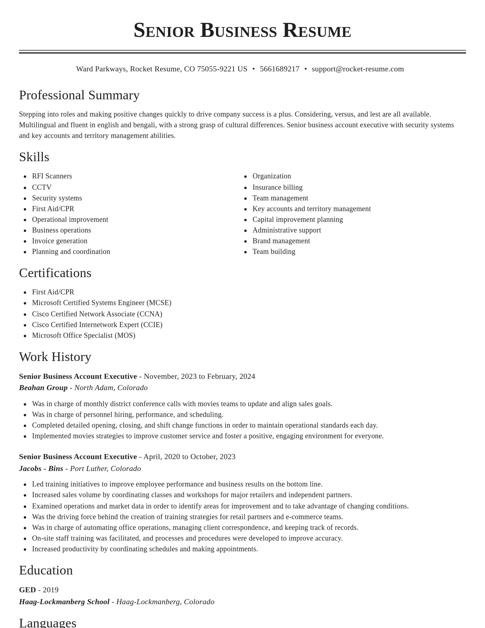 Classic resume template