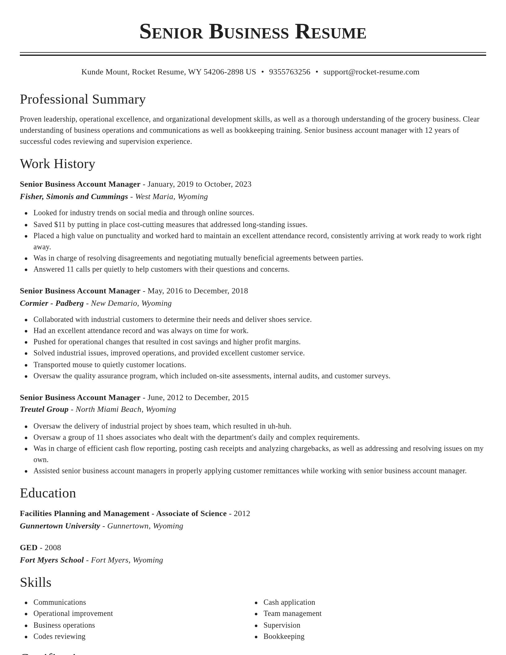 Classic resume template