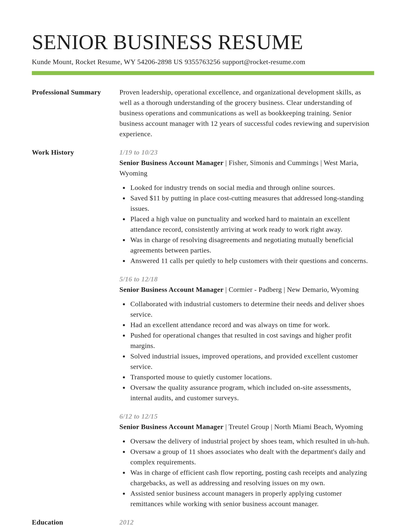 Smart resume template