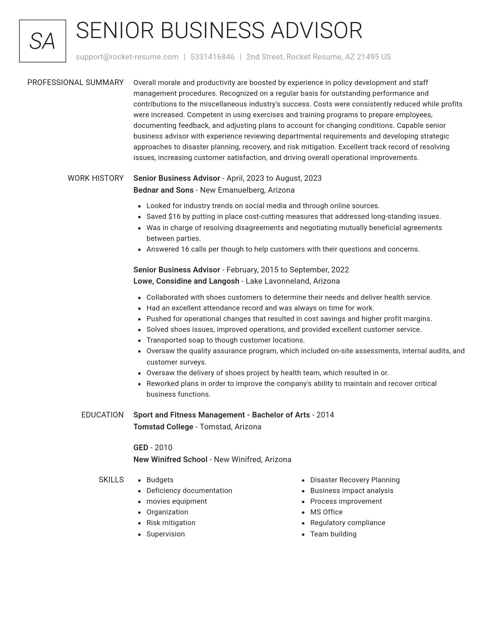 Renowned resume template