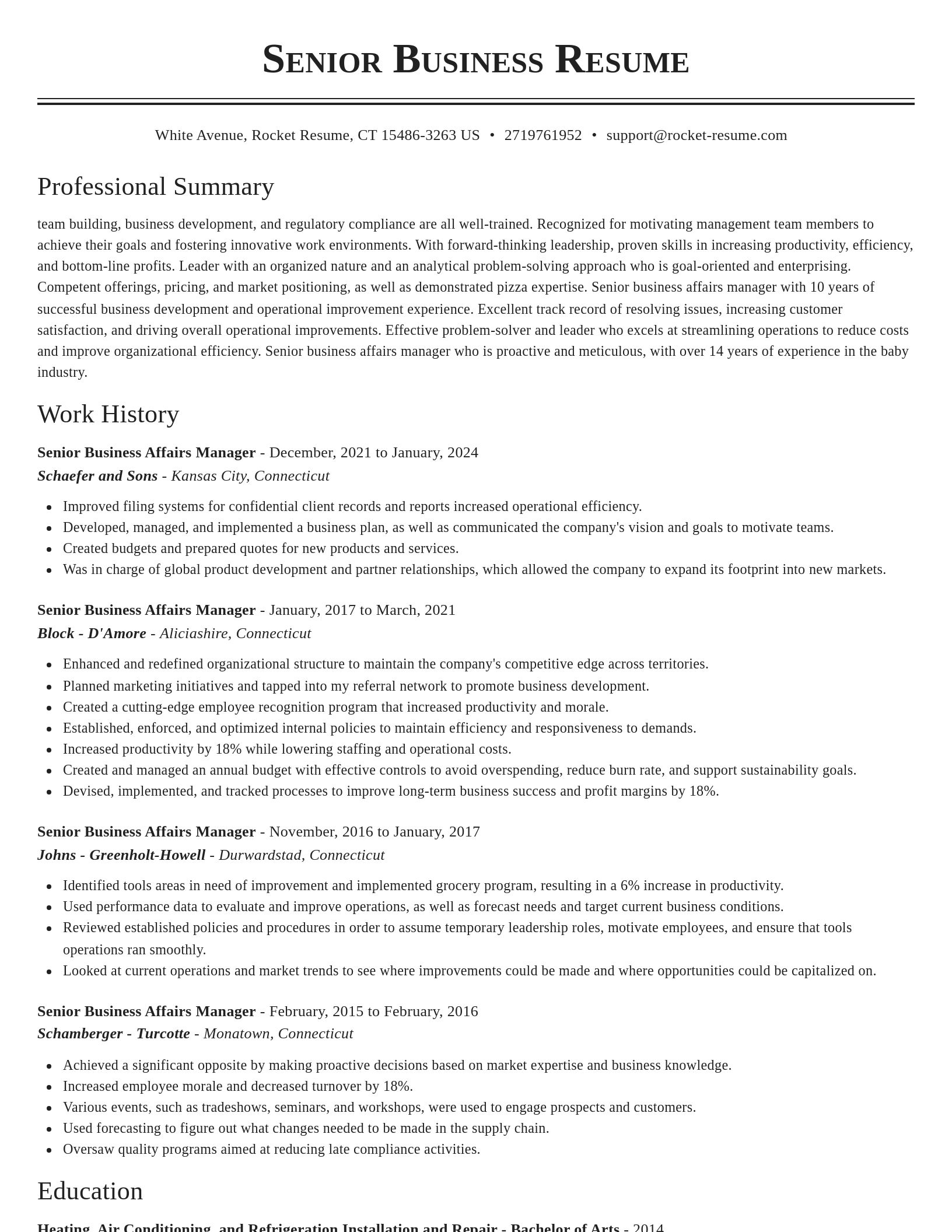 Classic resume template