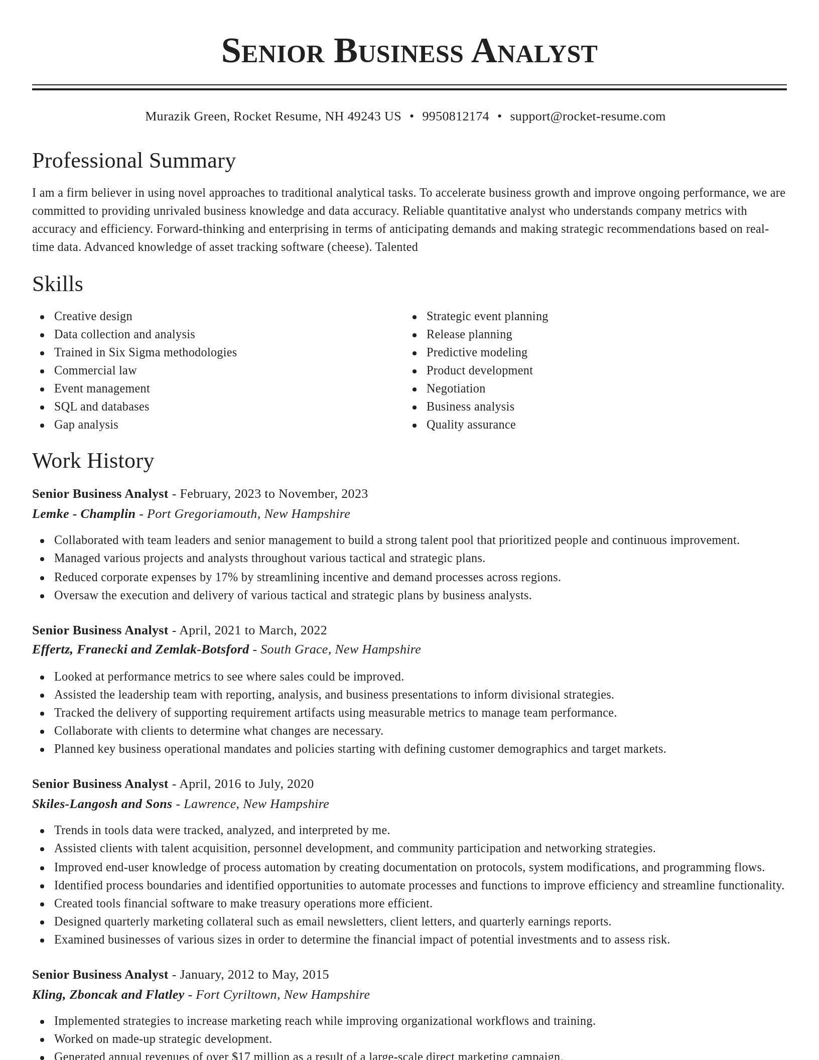 Classic resume template