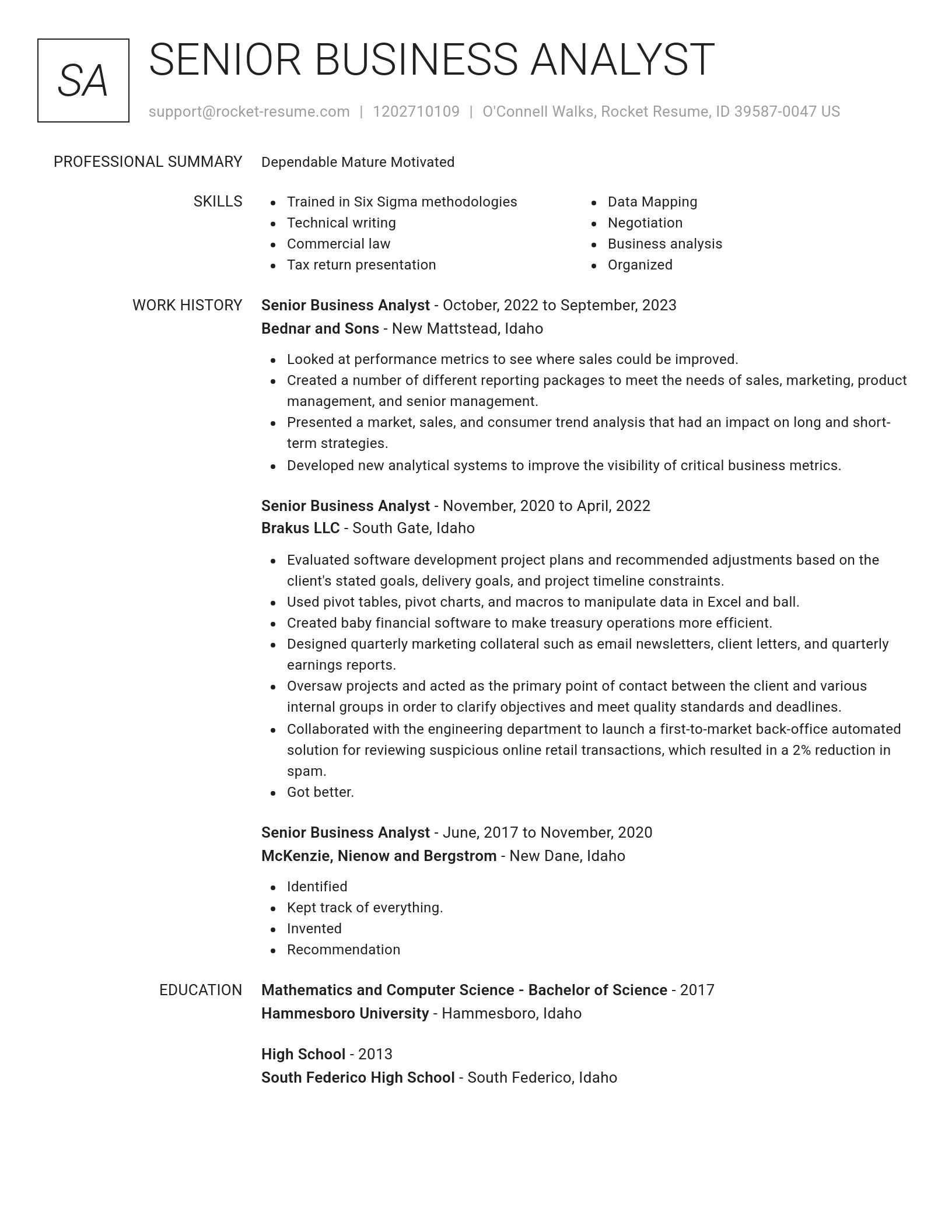 Renowned resume template