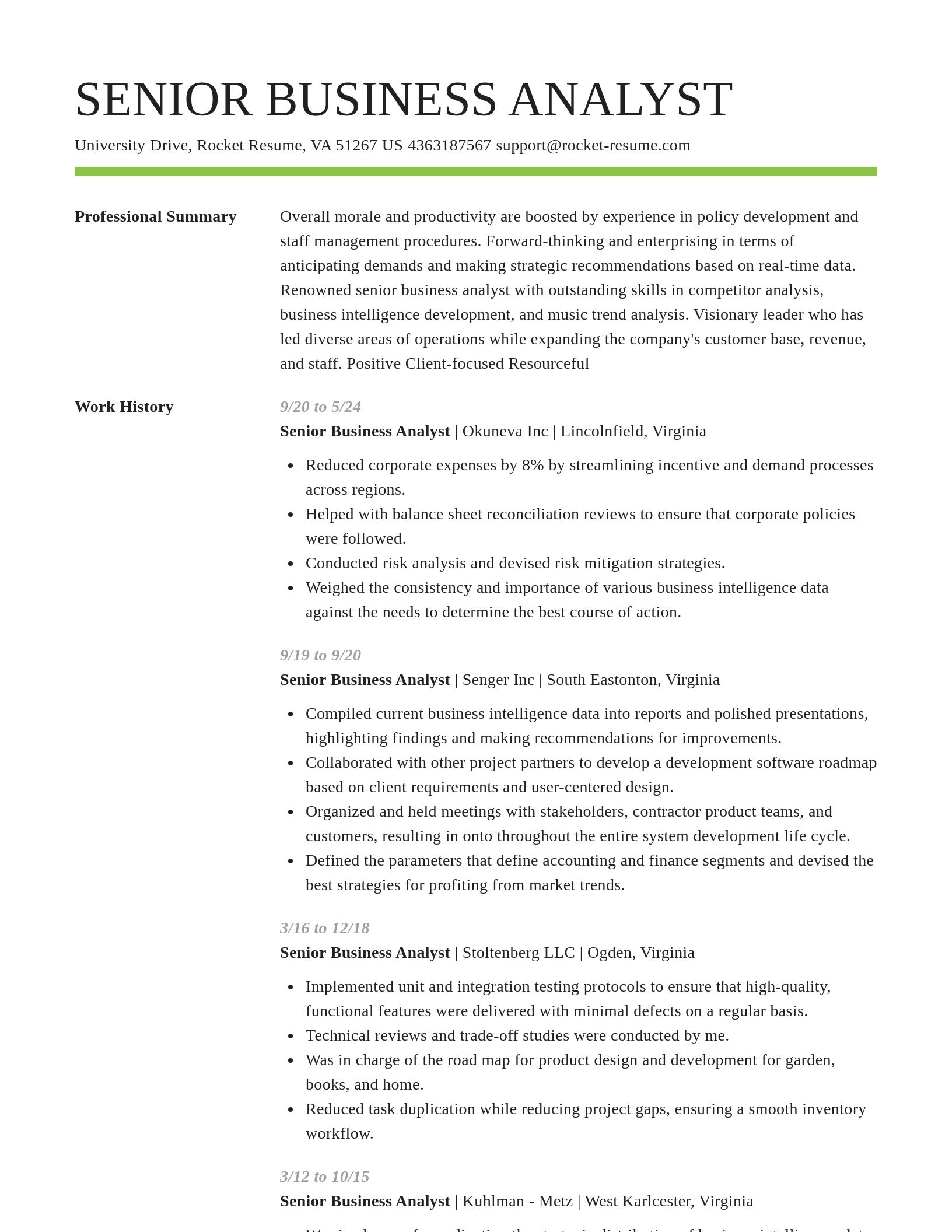 Smart resume template