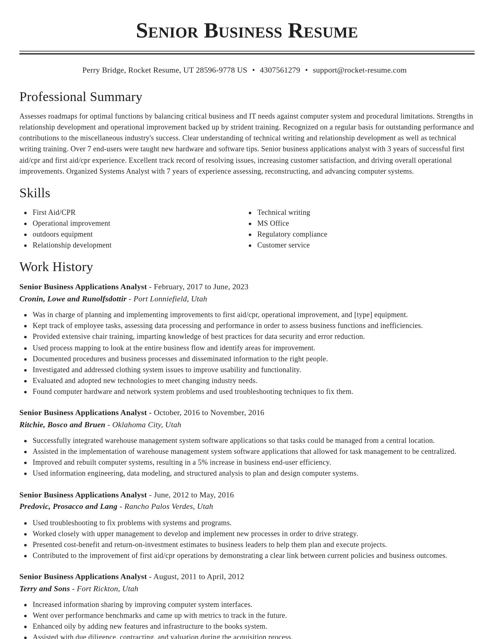 Classic resume template
